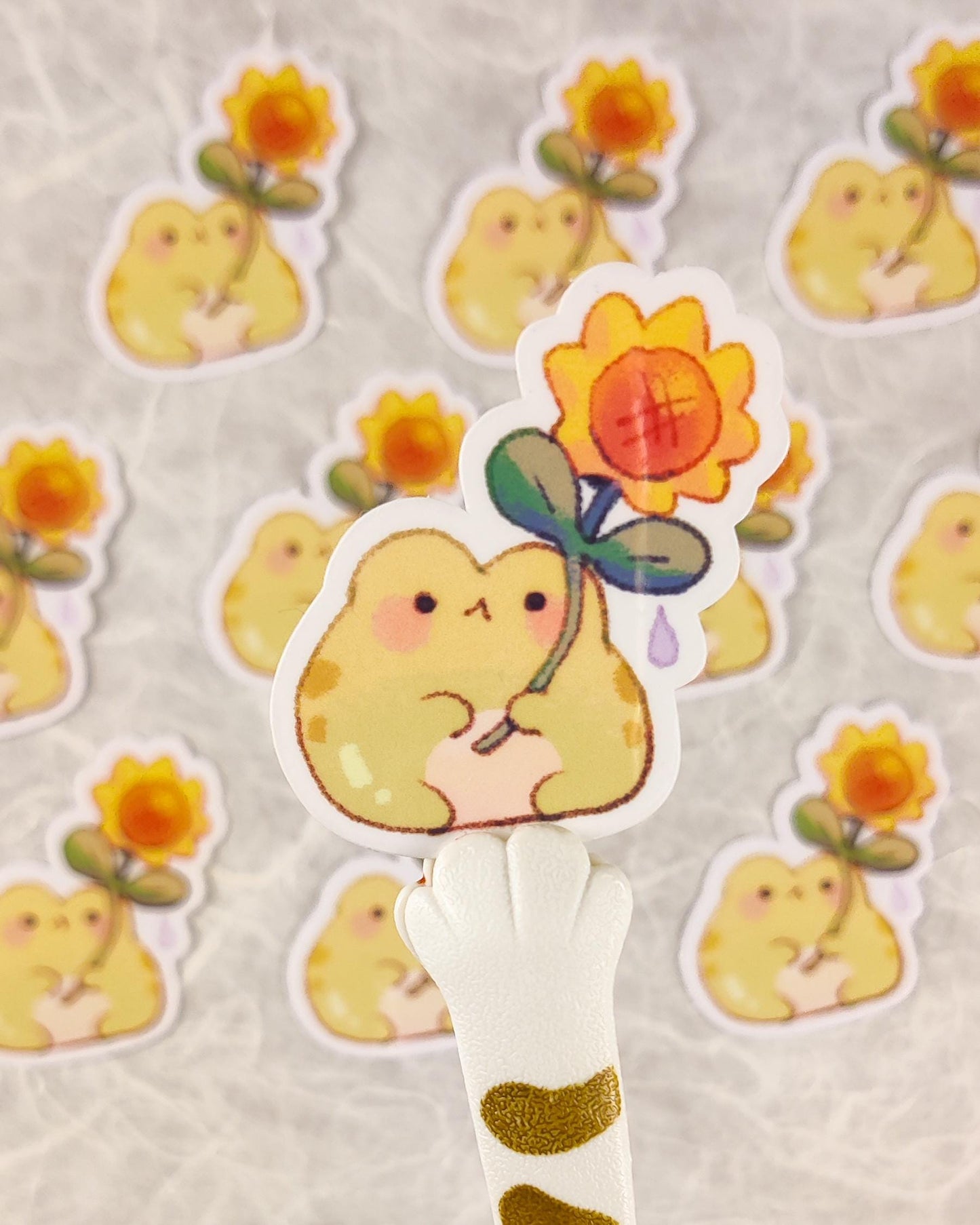 Cute Frog Holding Sunflower Sticker