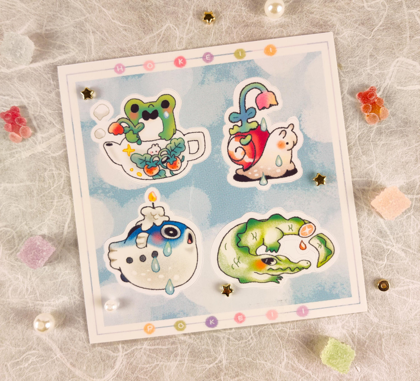 Cute Crying Animal Friends Sticker Sheet