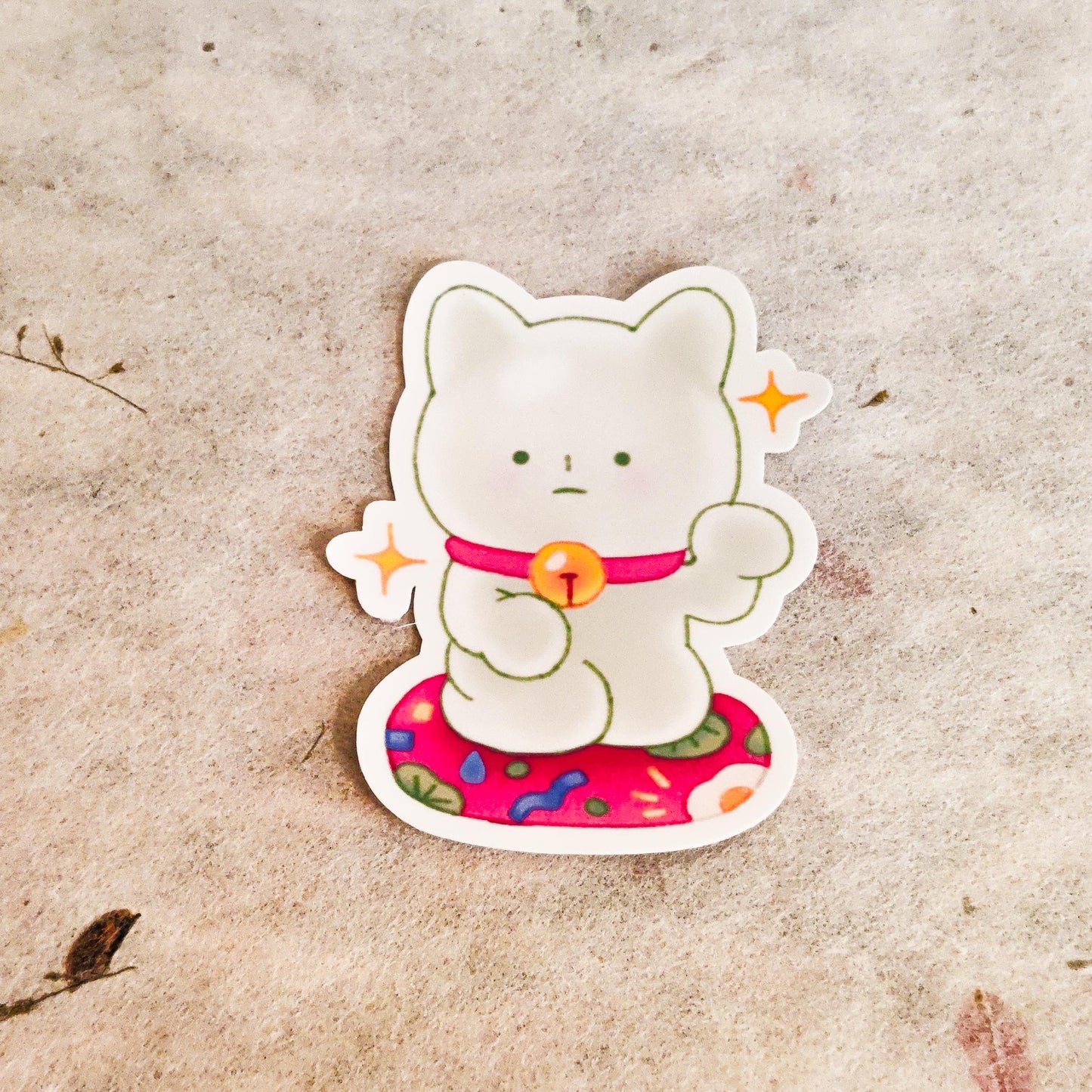 Cute Holographic Die-Cut Glossy Vinyl Sticker - Smiski Fortune Cat