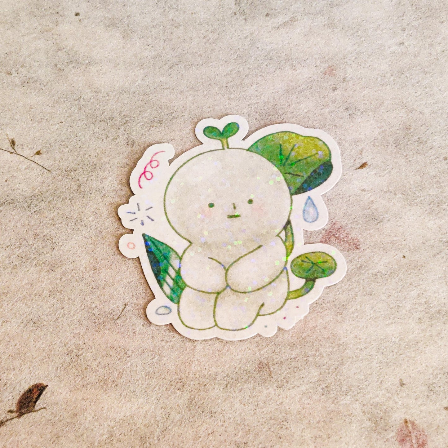 Cute Holographic Die-Cut Glossy Vinyl Sticker - Smiski Sprout