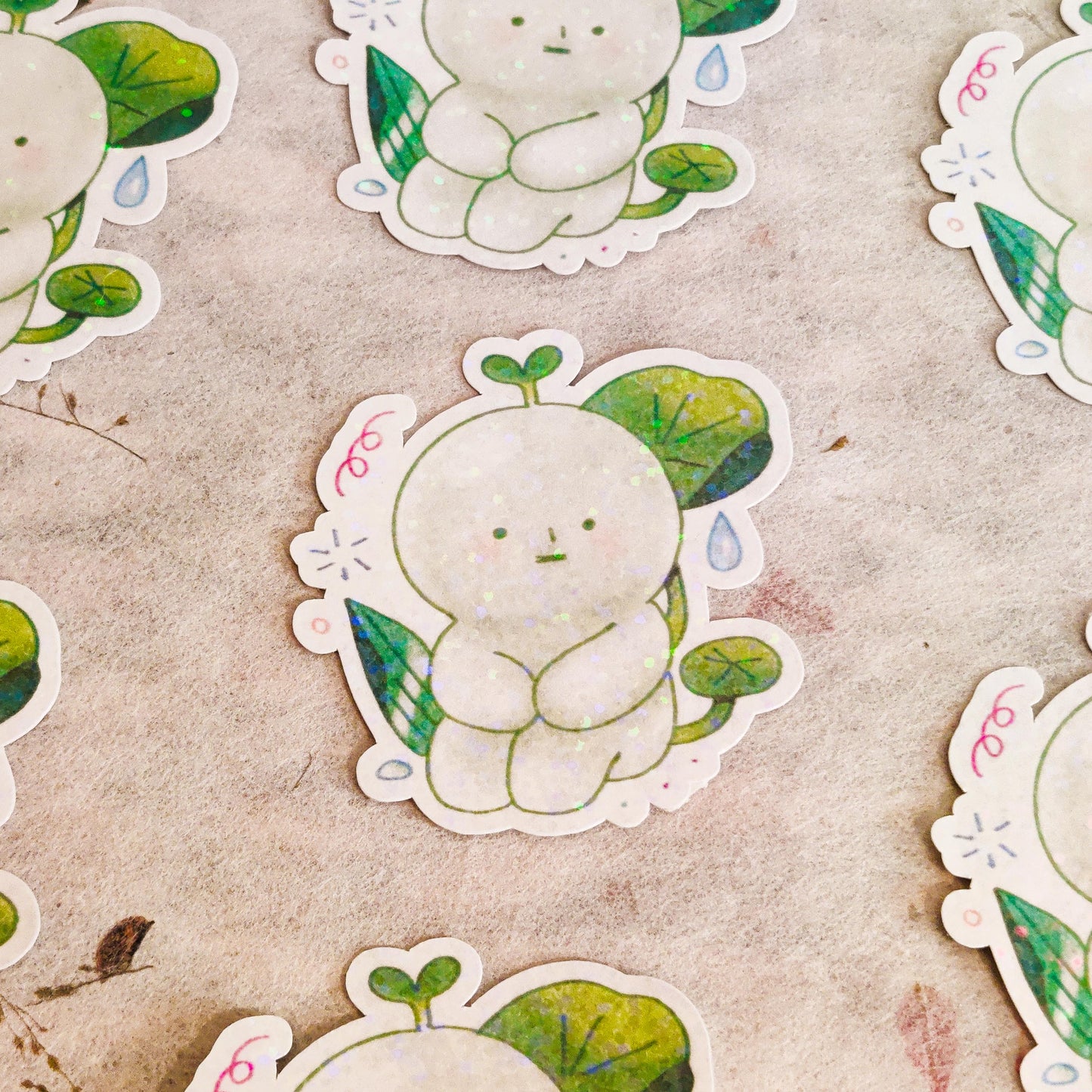Cute Holographic Die-Cut Glossy Vinyl Sticker - Smiski Sprout