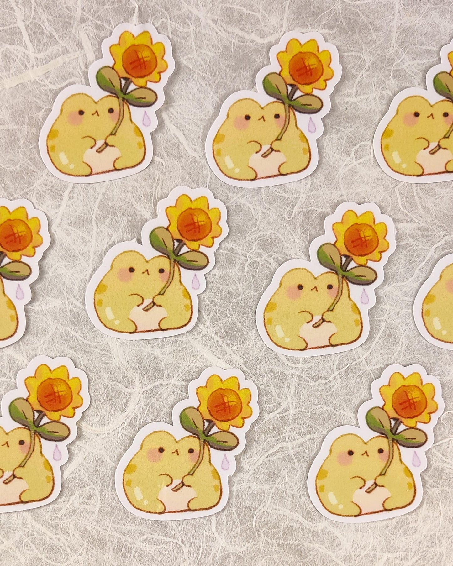 Cute Frog Holding Sunflower Sticker
