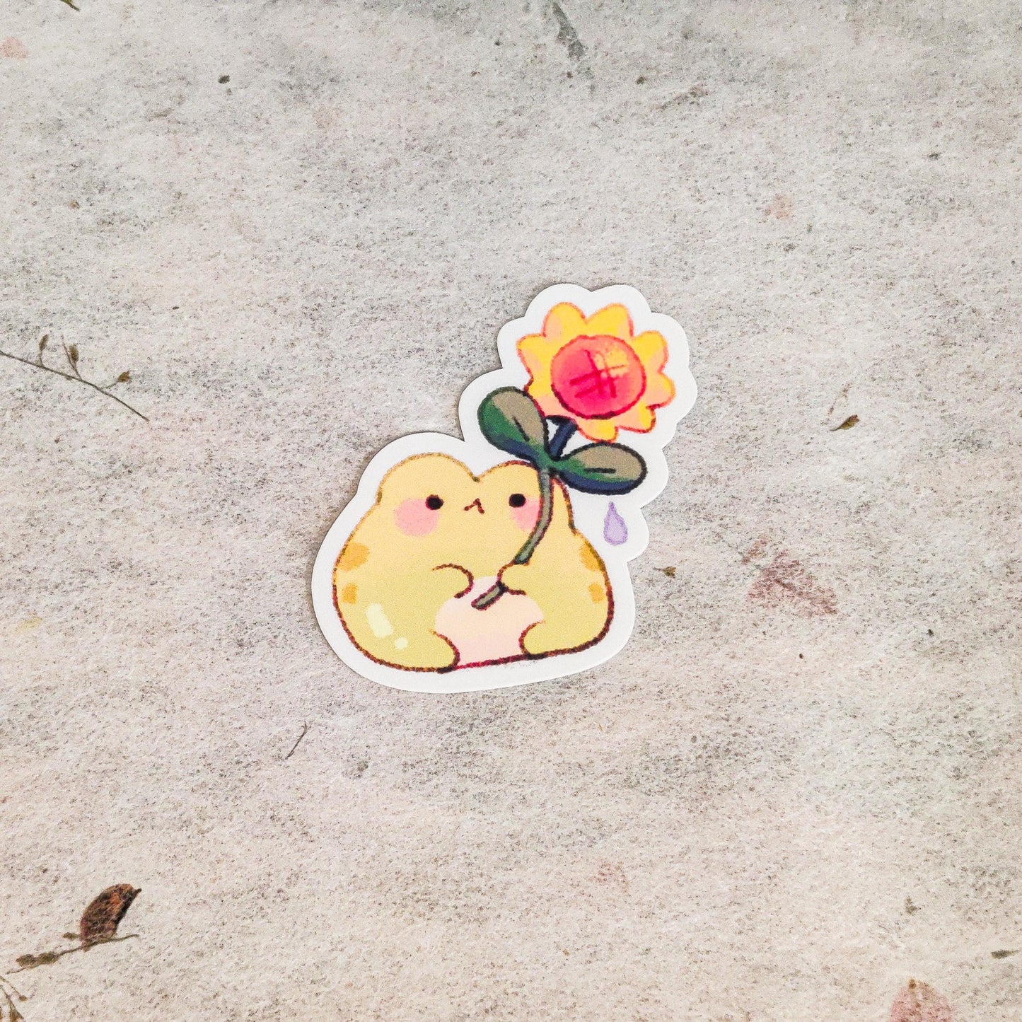 Cute Frog Holding Sunflower Sticker