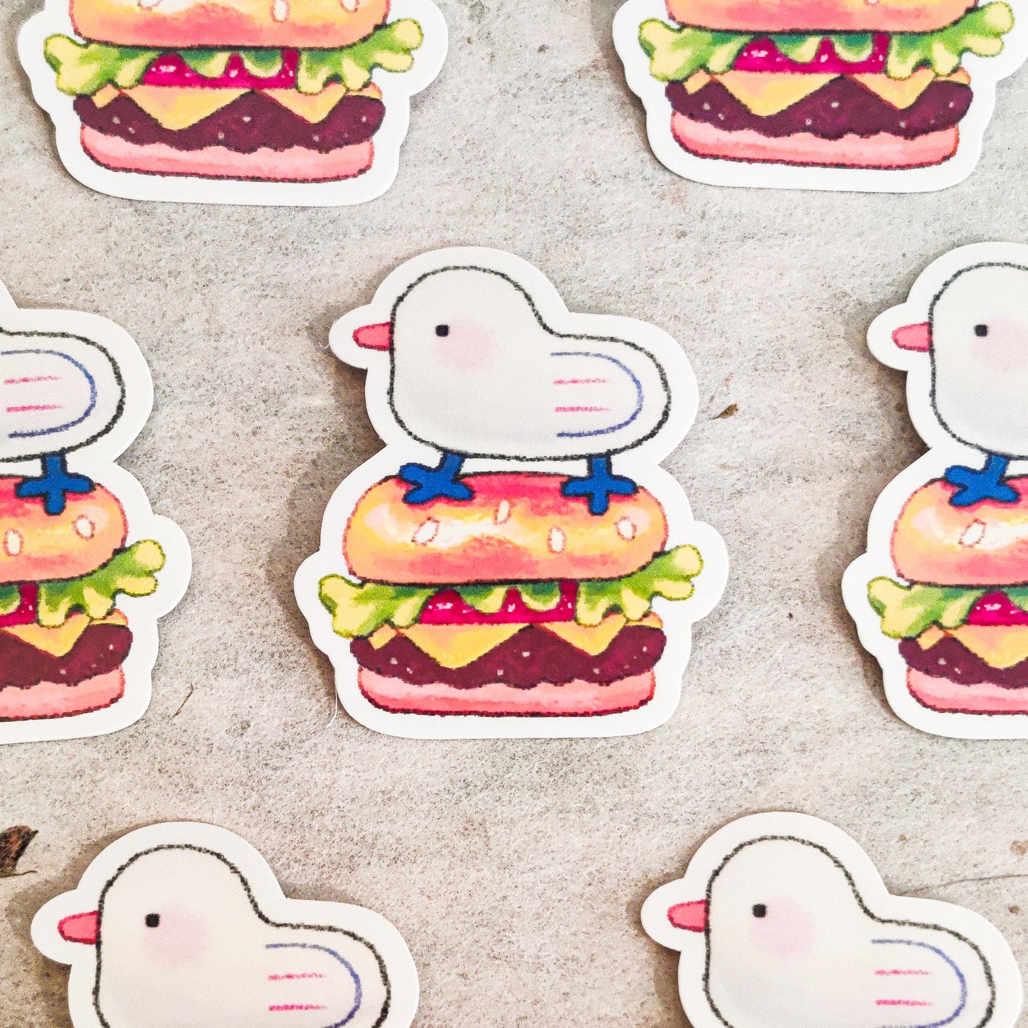Cute Seagull Burger Sticker