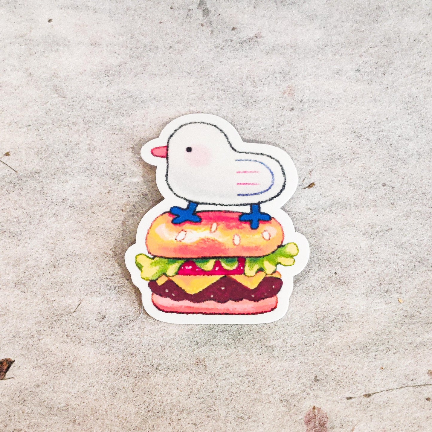 Cute Seagull Burger Sticker