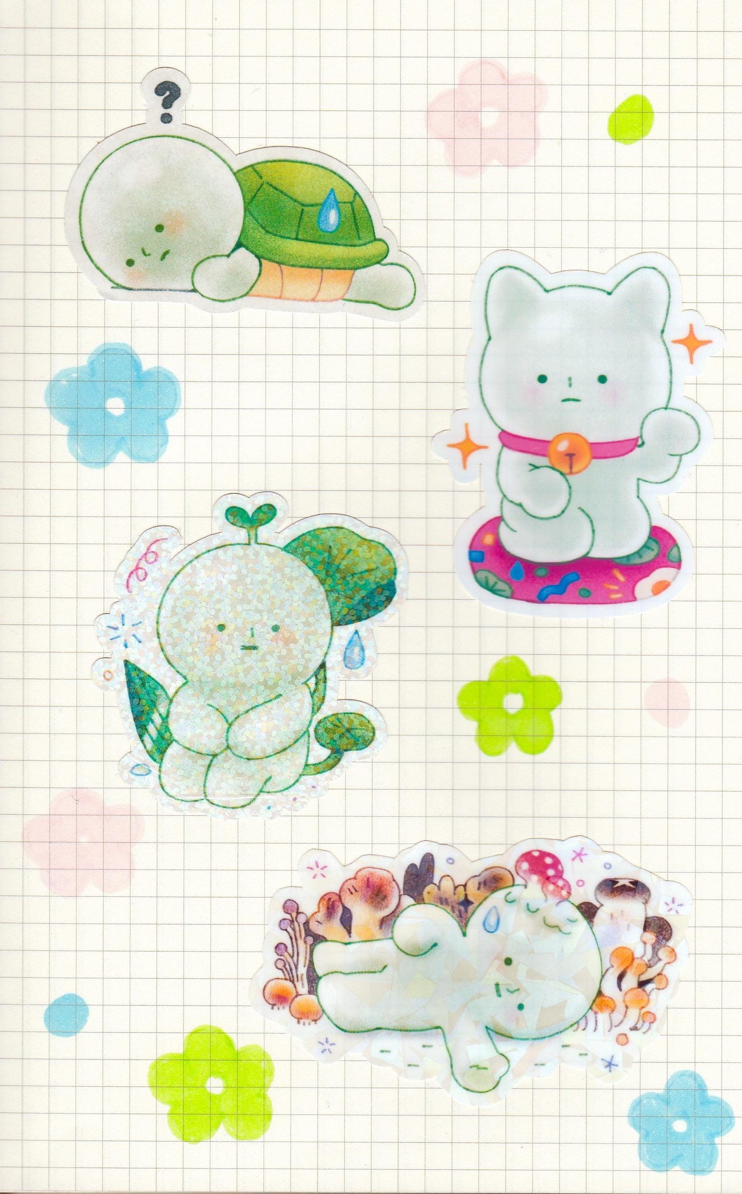 Cute Holographic Die-Cut Glossy Vinyl Sticker - Smiski Turtle ?