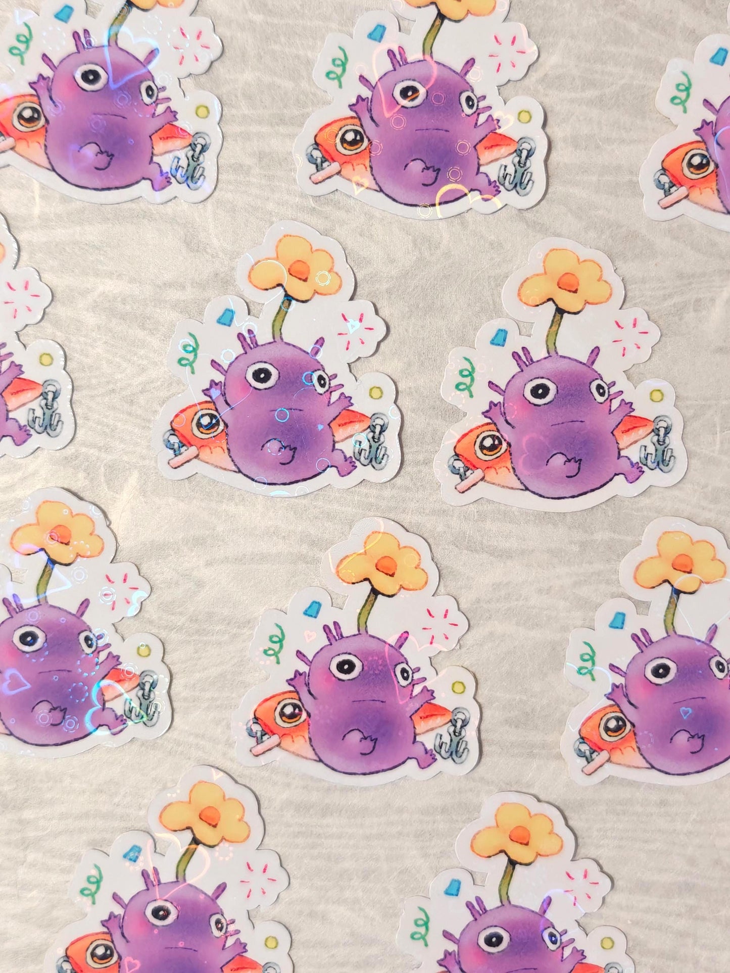 Cute Pikmin Holographic Sticker ~ Purple Fishing Lure Pikmin