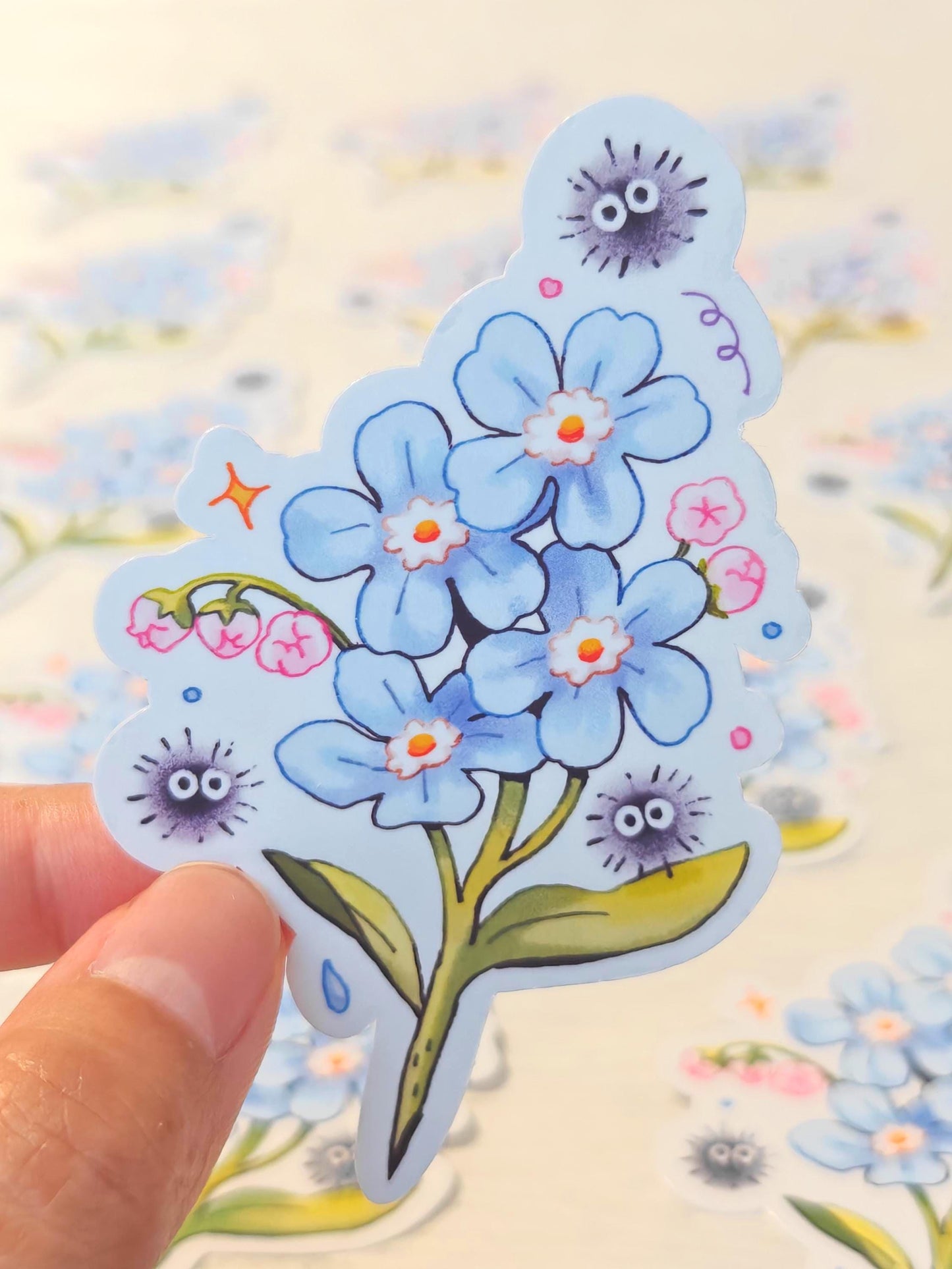 Cute Soot Sprite Forget Me Not Sticker
