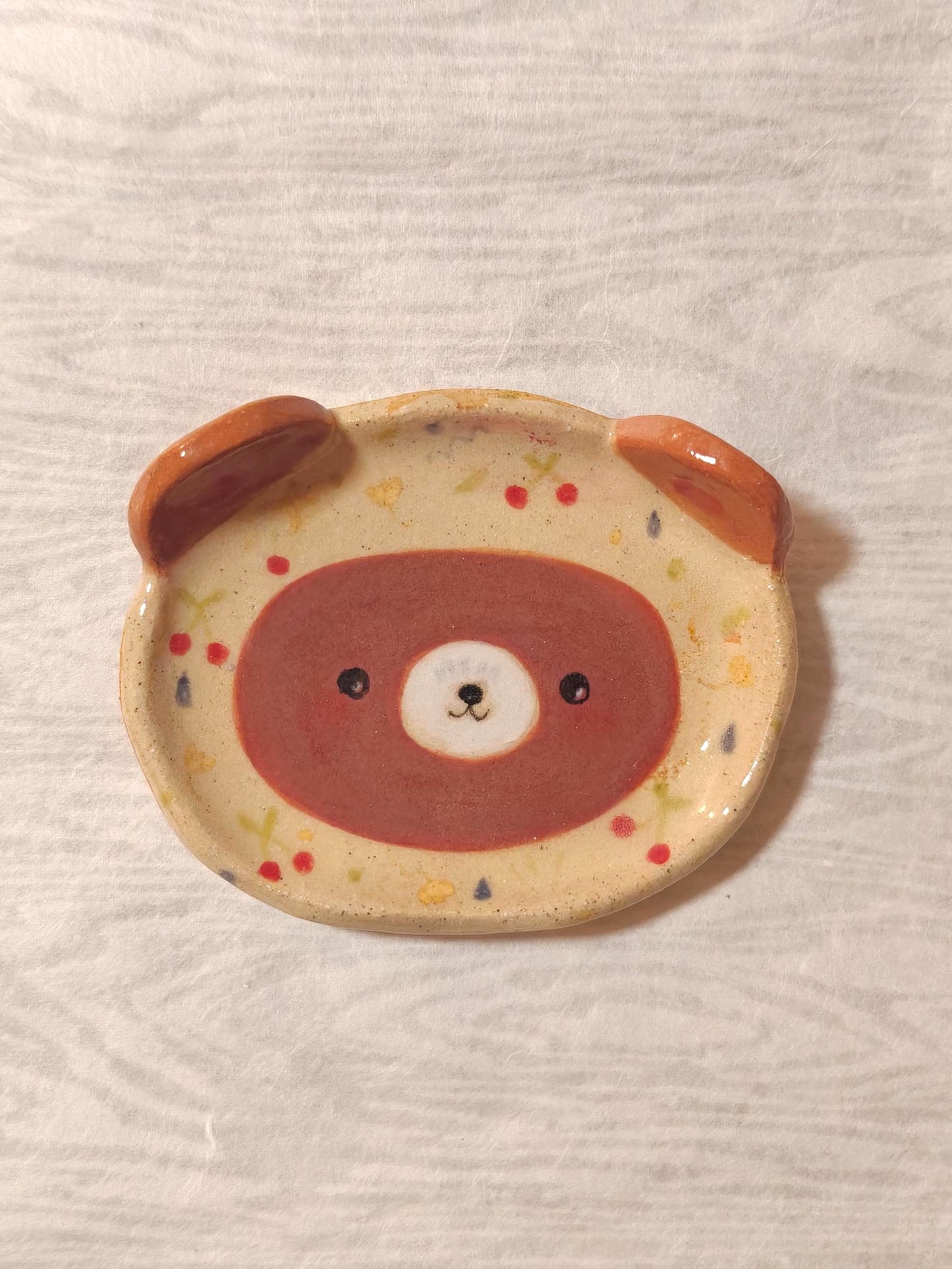 Cute Ceramic Babushka Bear Trinket Dish