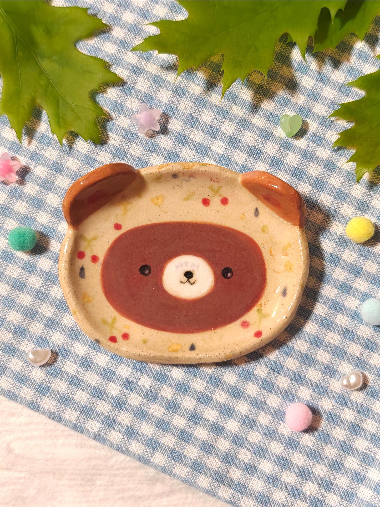 Cute Ceramic Babushka Bear Trinket Dish