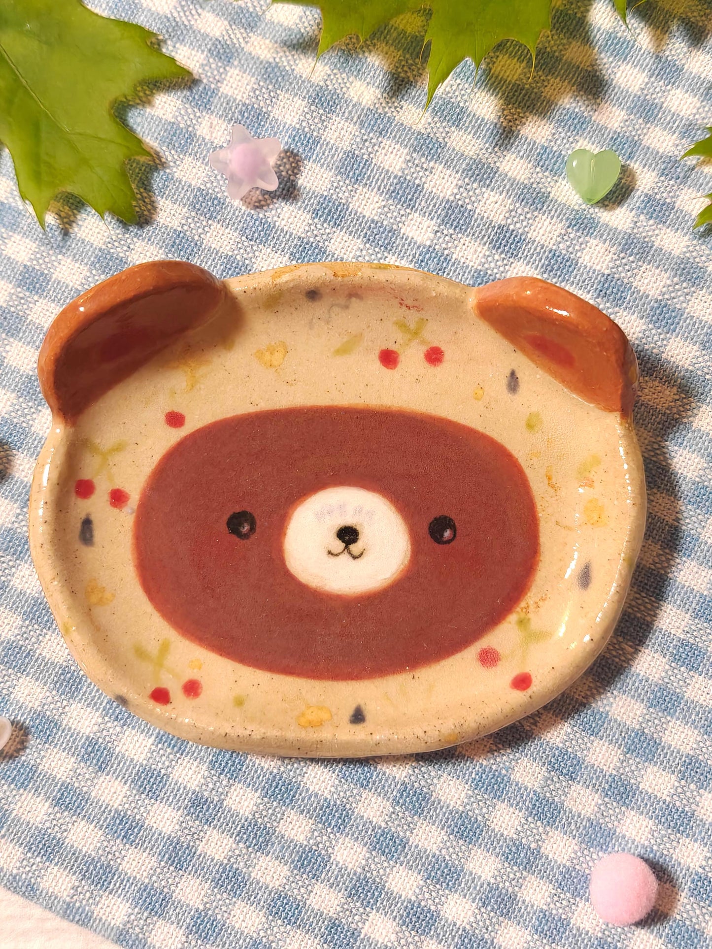 Cute Ceramic Babushka Bear Trinket Dish