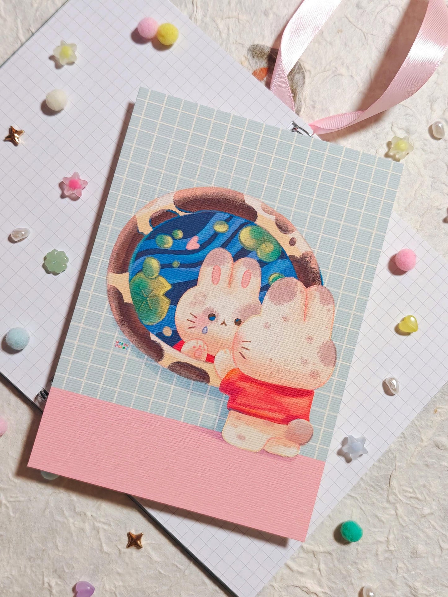 Sad Bunny Textured Art Print