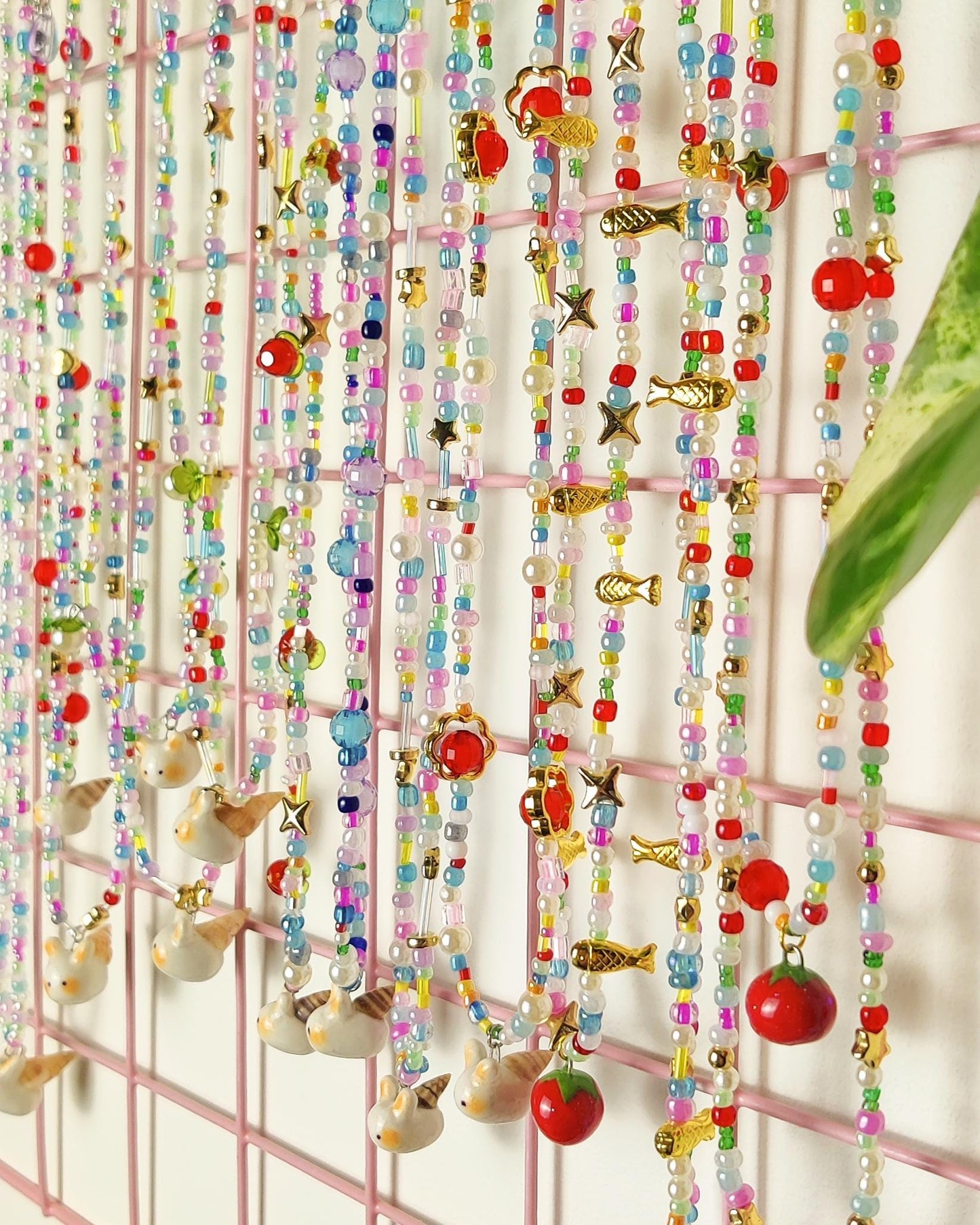 Handmade Beaded Necklace - Sea bunny charm