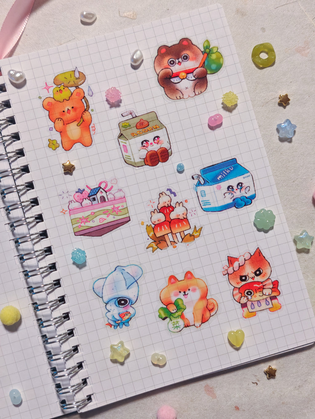 Transparent Whimsy Pals Vinyl Die-Cut Glossy Sticker Sheet