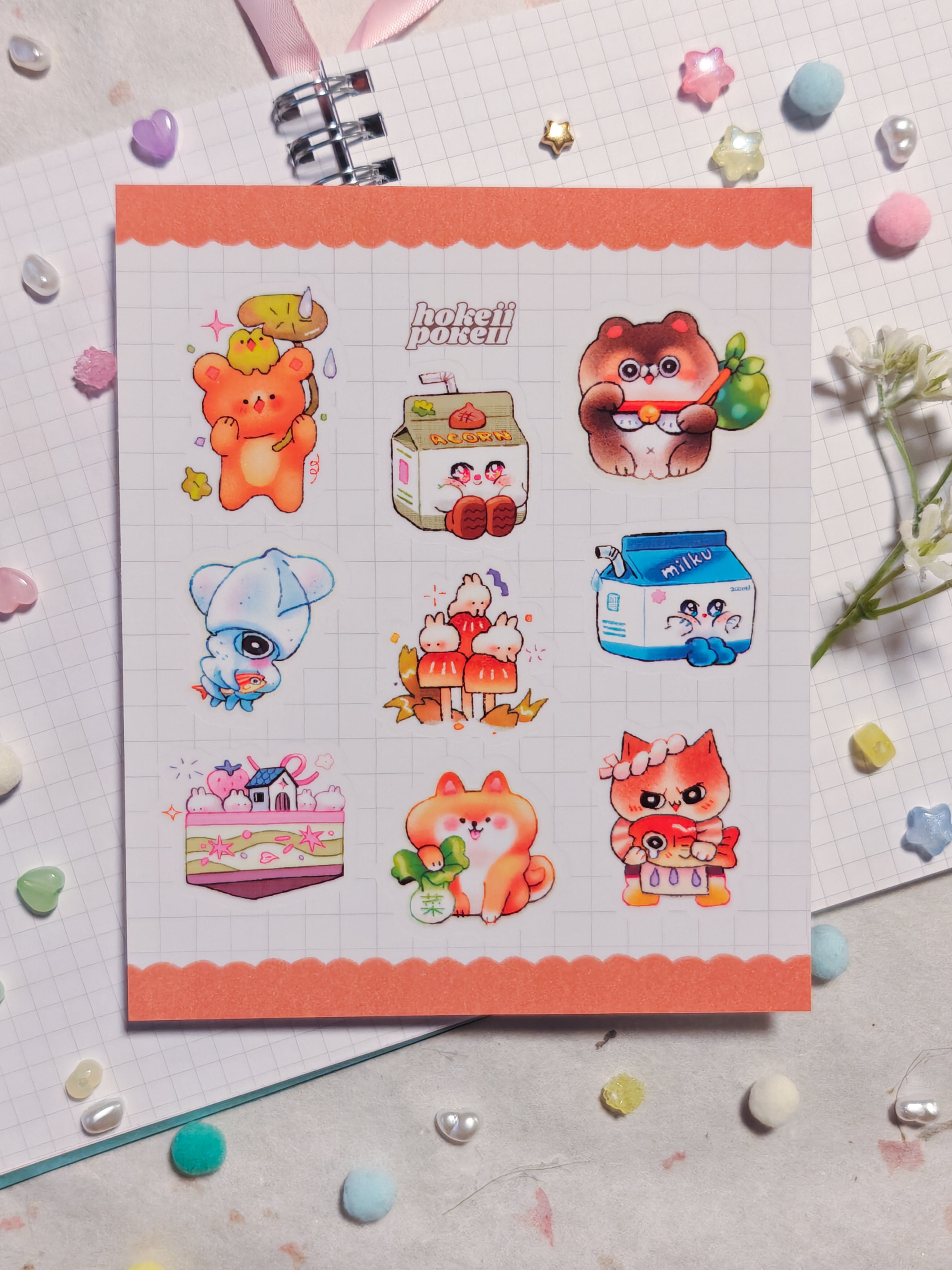 Transparent Whimsy Pals Vinyl Die-Cut Glossy Sticker Sheet