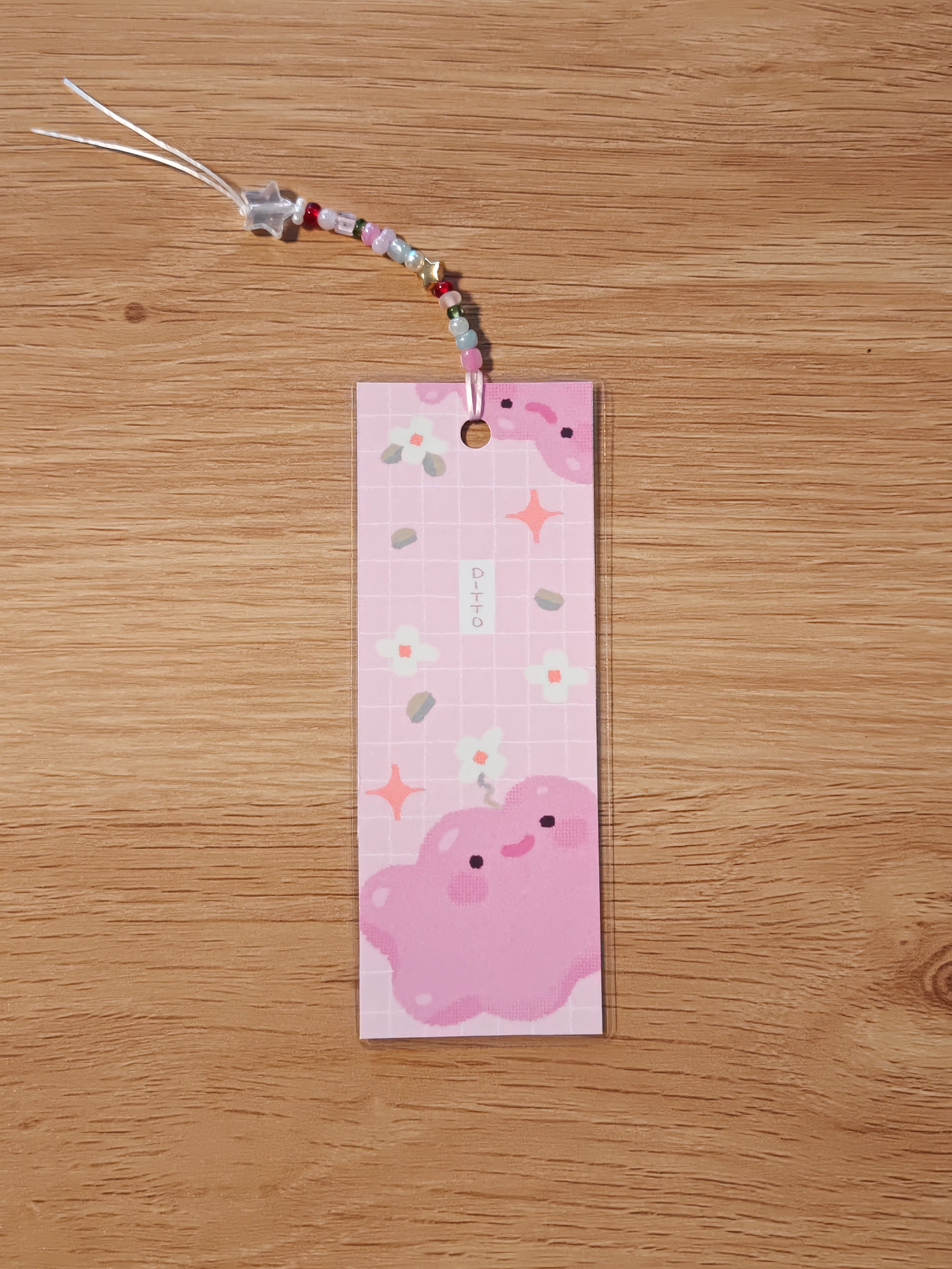 Handmade Vinyl Ditto Bookmark with Charms & Beads