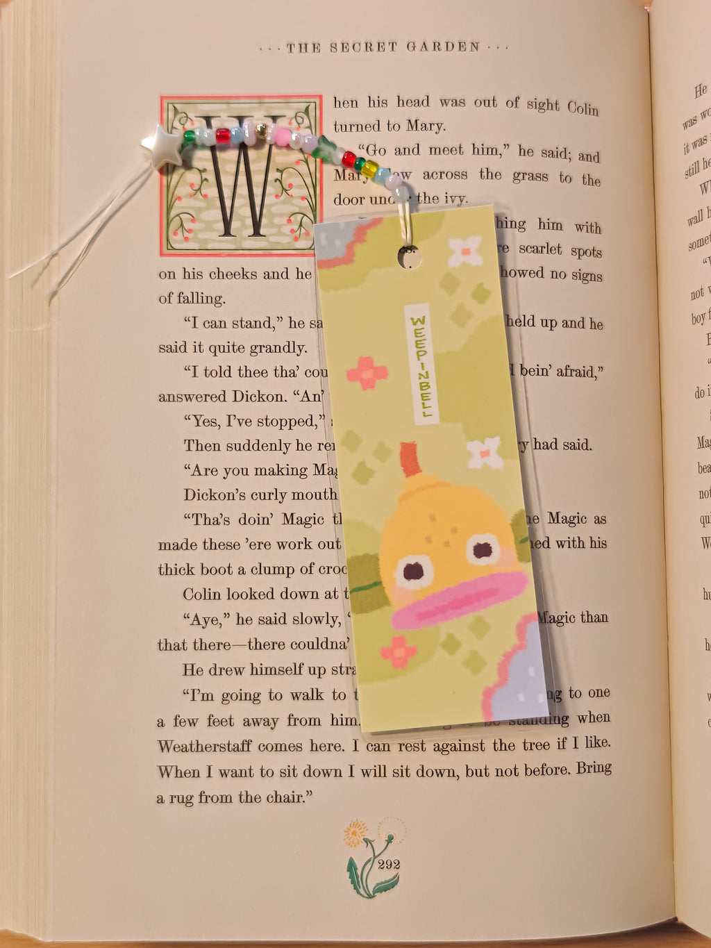 Handmade Vinyl Weepin Bell Bookmark with Charms & Beads