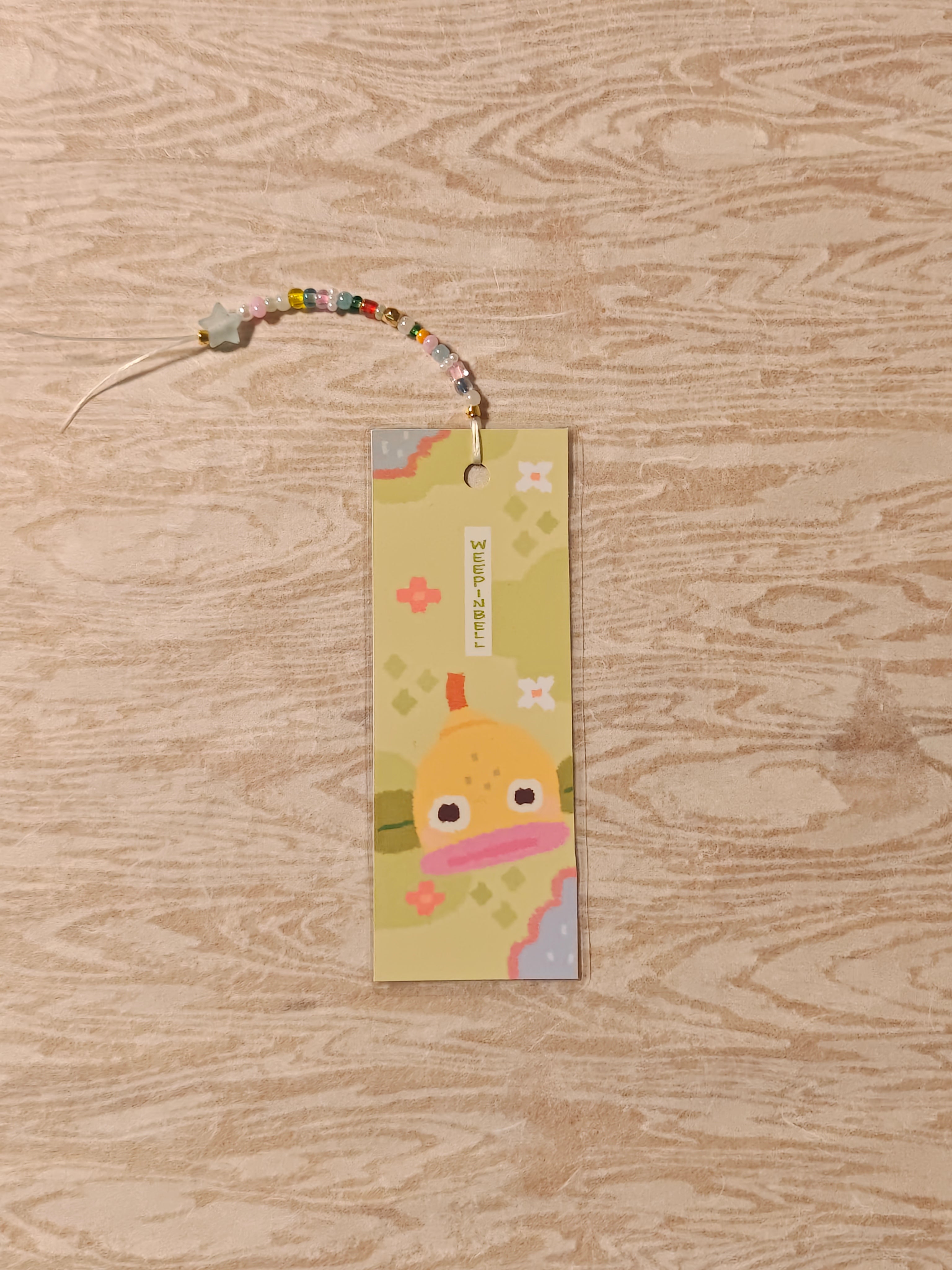Handmade Vinyl Weepin Bell Bookmark with Charms & Beads