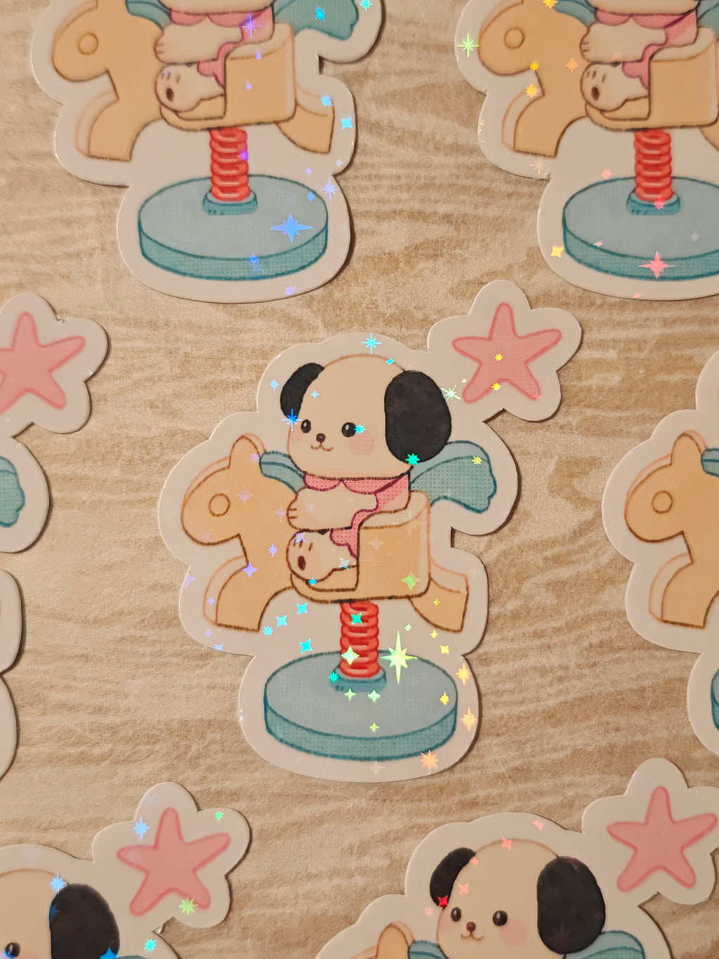 Holographic Calico Critter Puppy Vinyl Sticker