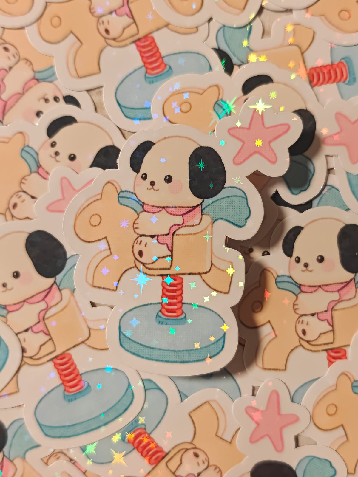 Holographic Calico Critter Puppy Vinyl Sticker