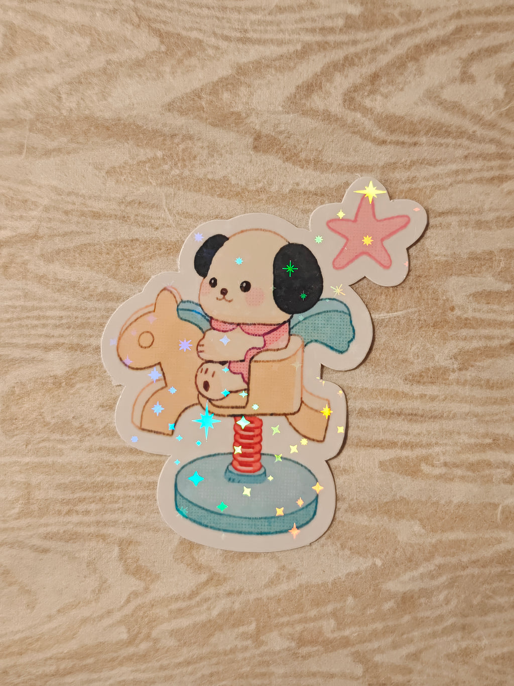 Holographic Calico Critter Puppy Vinyl Sticker