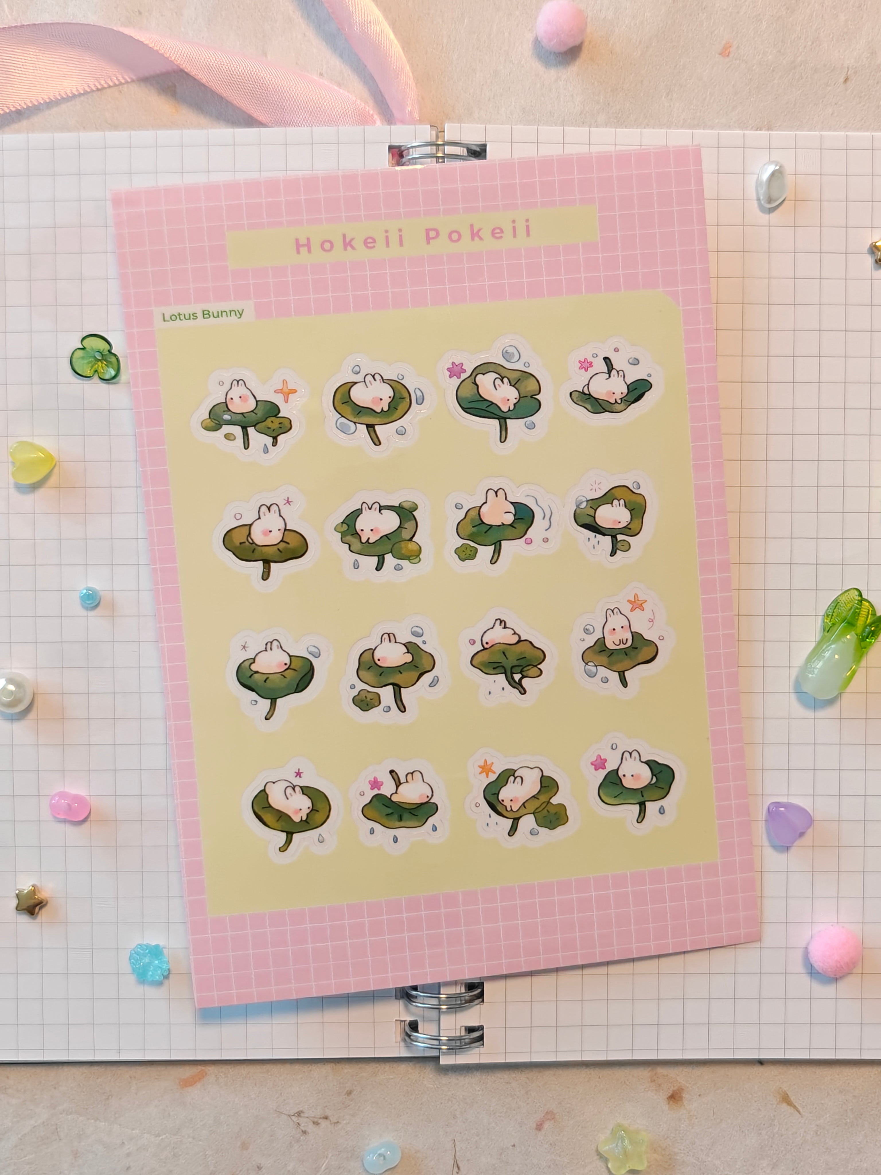 Glossy Clear Lotus Bunny Vinyl Die-Cut Sticker Sheet