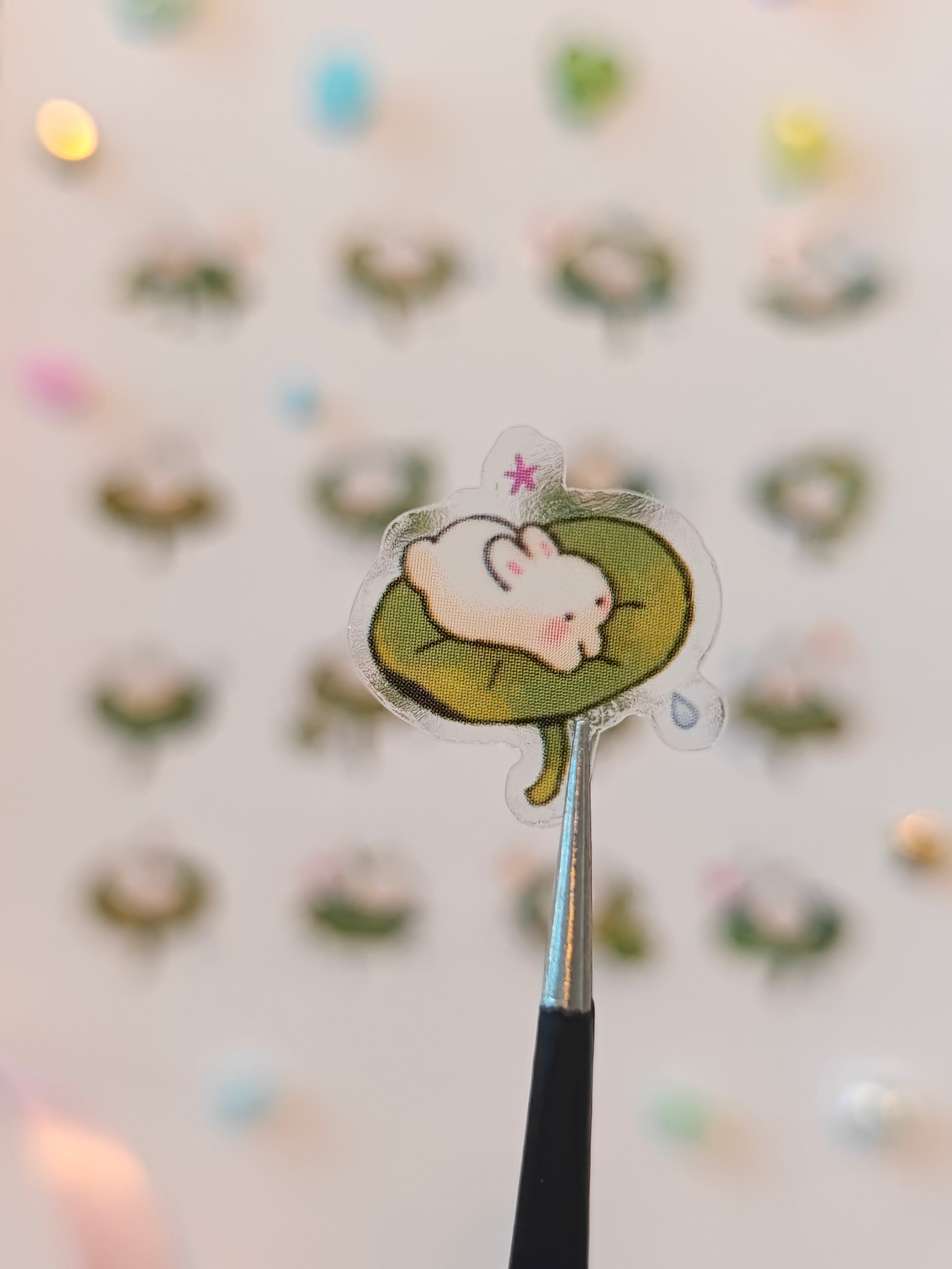Glossy Clear Lotus Bunny Vinyl Die-Cut Sticker Sheet