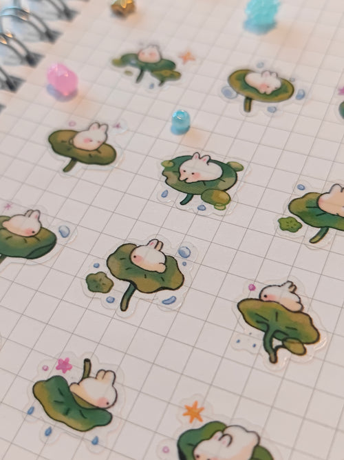 Glossy Clear Lotus Bunny Vinyl Die-Cut Sticker Sheet