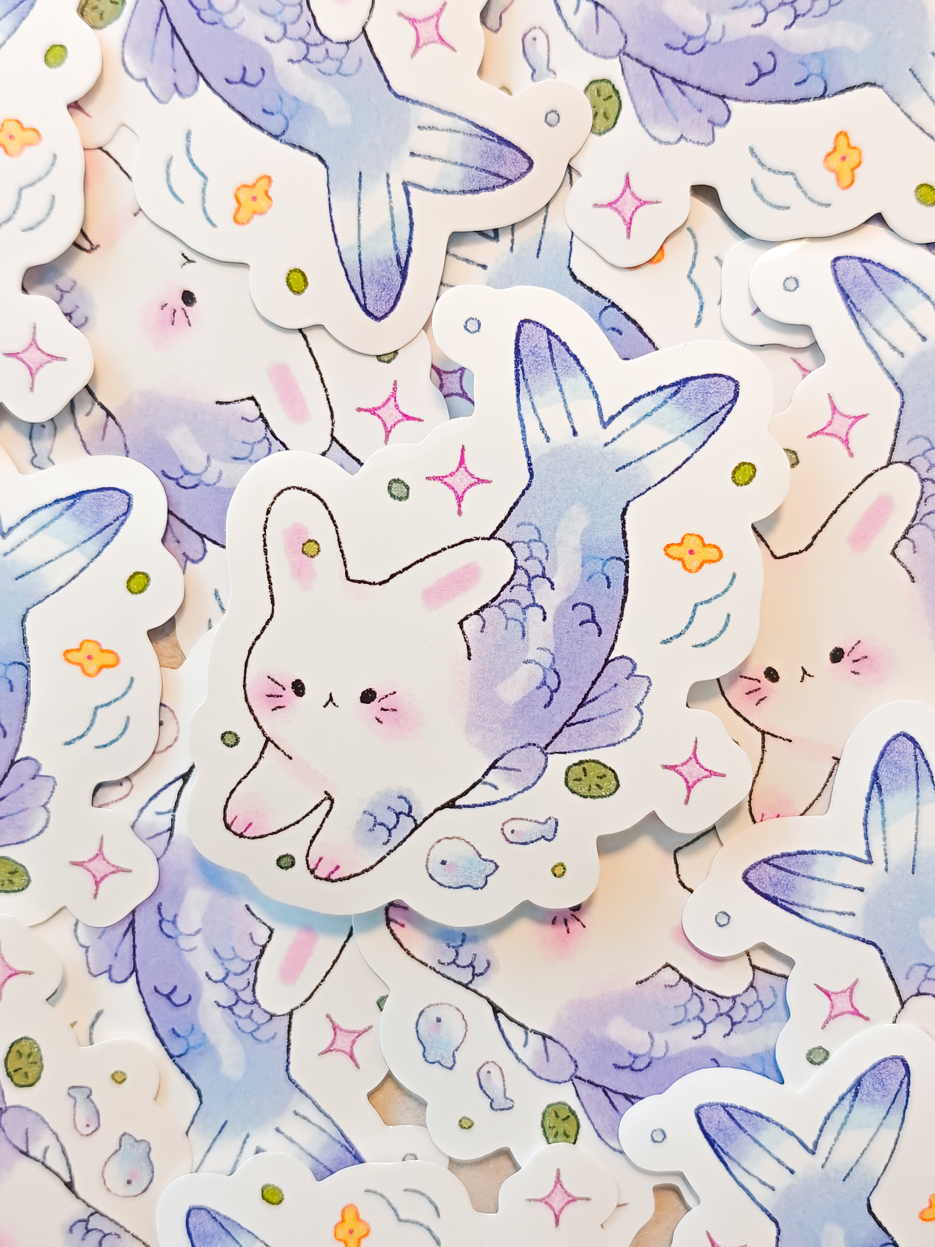 Glossy Blue Merbunny Vinyl Sticker