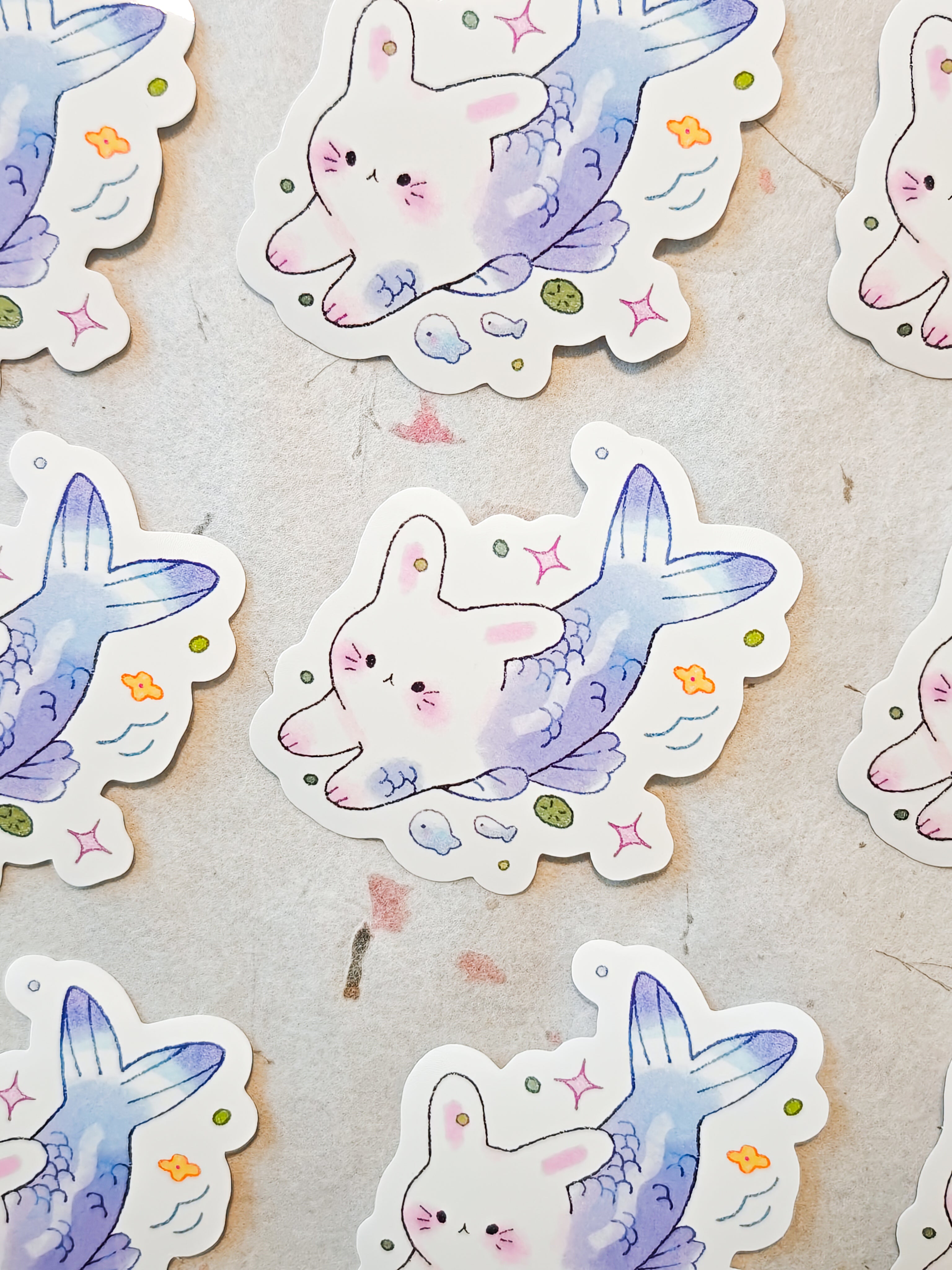 Glossy Blue Merbunny Vinyl Sticker