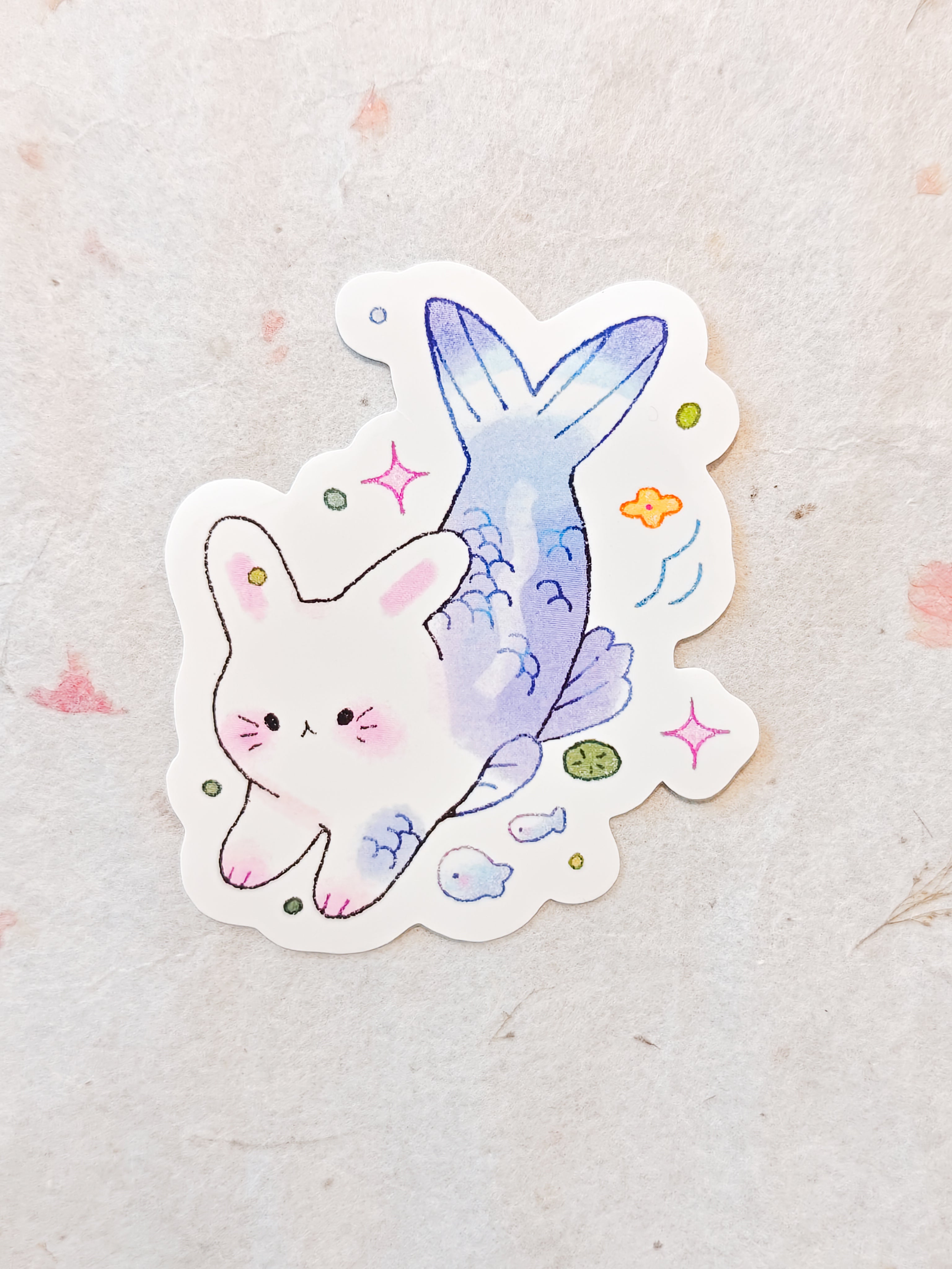Glossy Blue Merbunny Vinyl Sticker