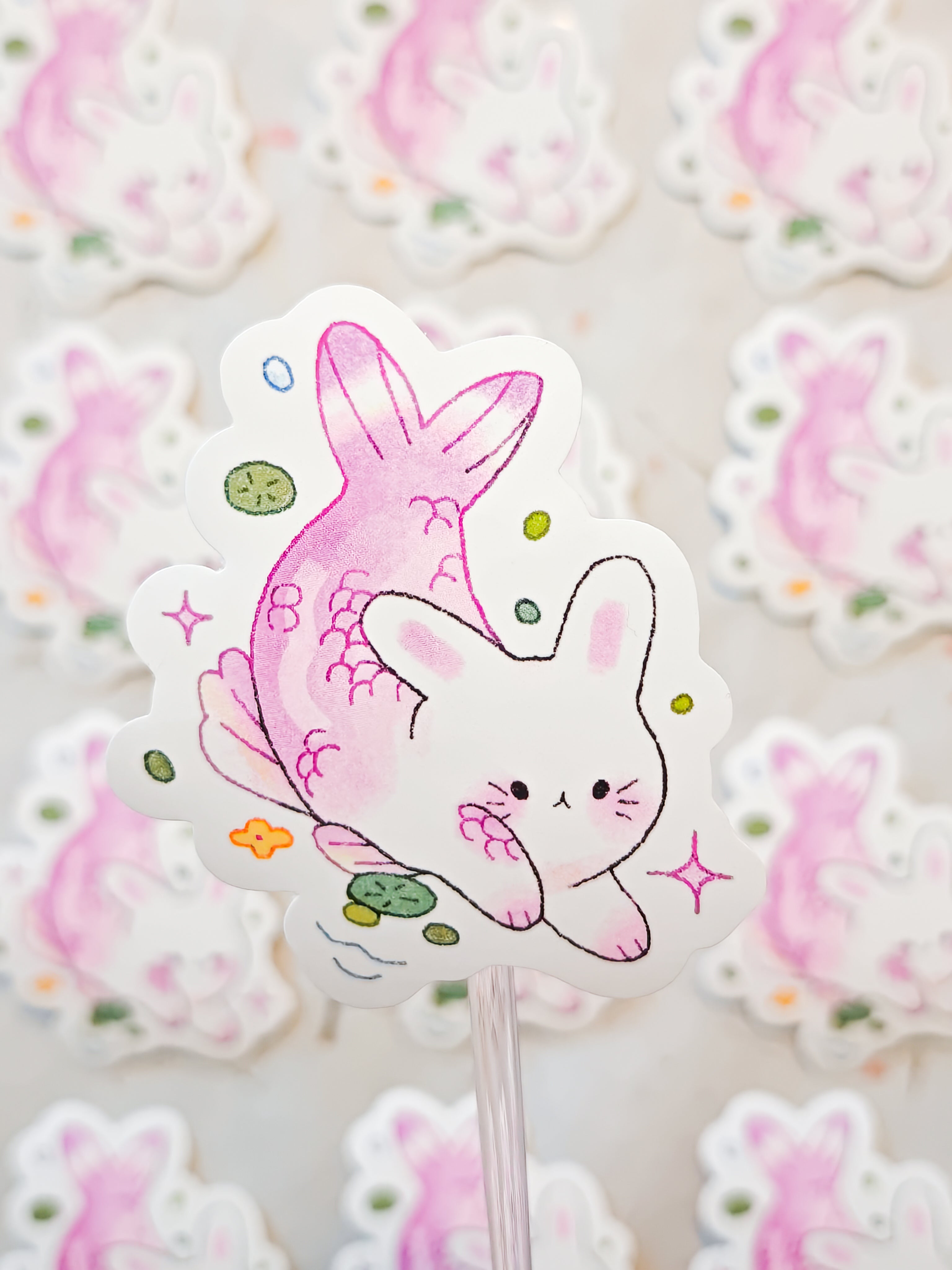 Glossy Pink Merbunny Vinyl Sticker