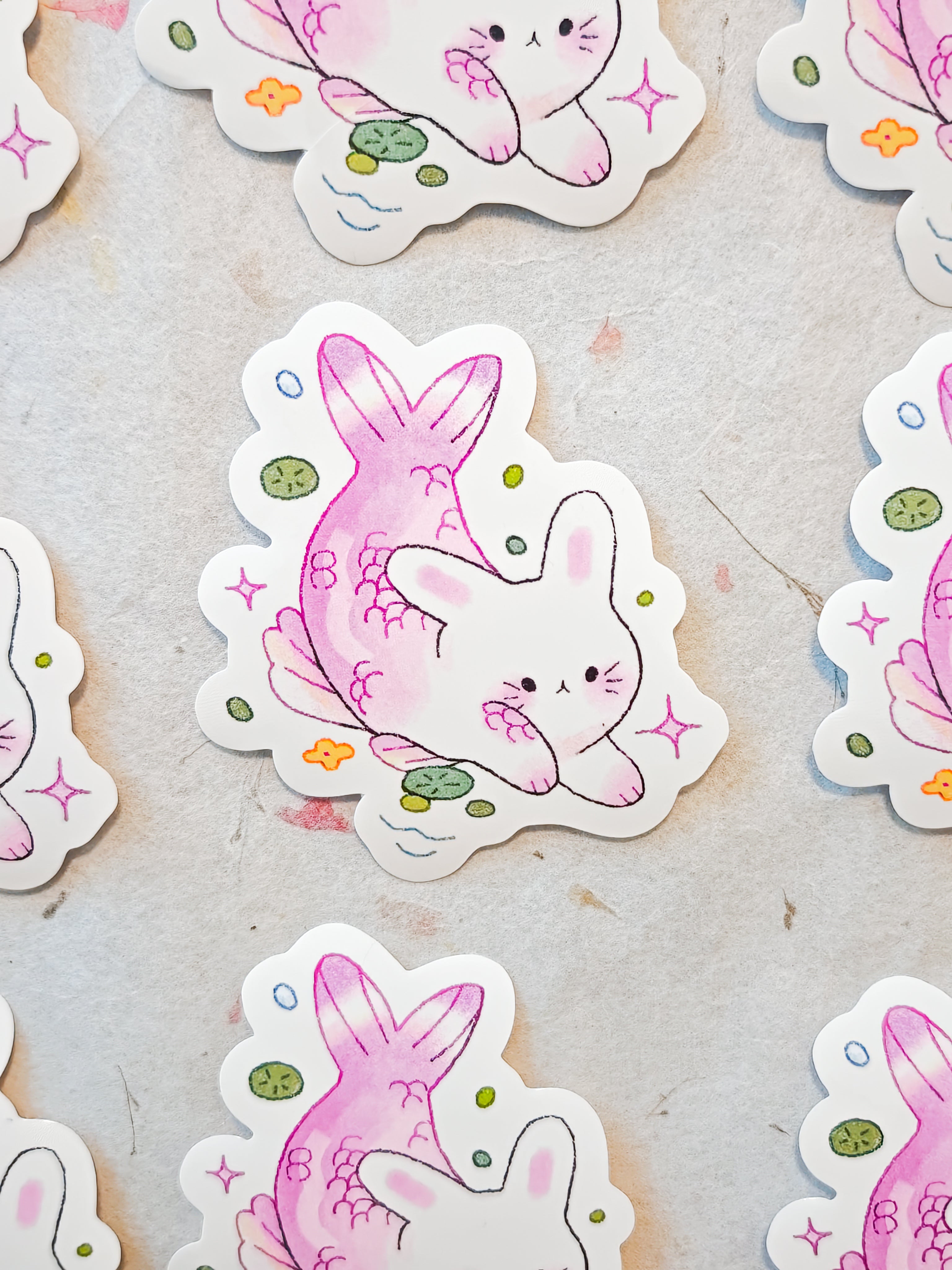 Glossy Pink Merbunny Vinyl Sticker