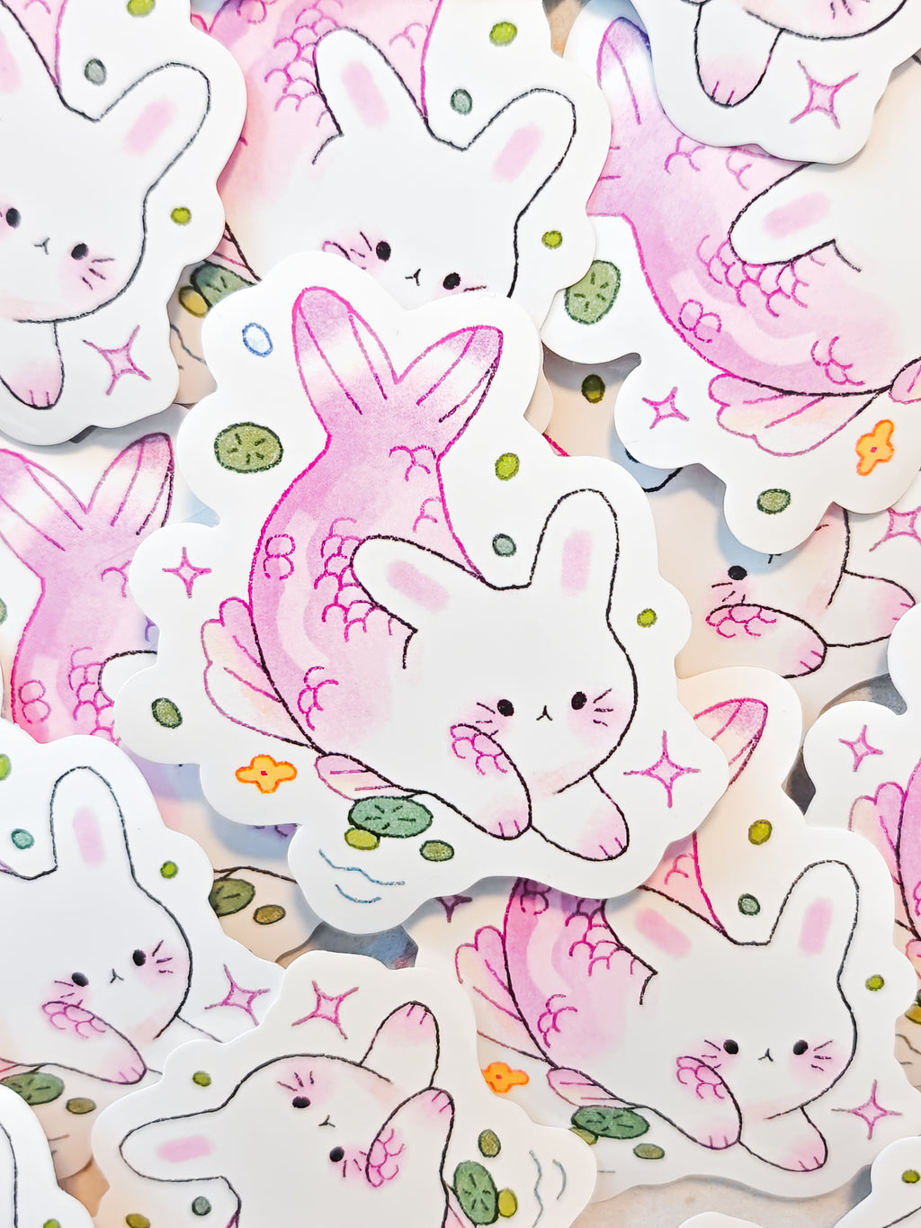 Glossy Pink Merbunny Vinyl Sticker