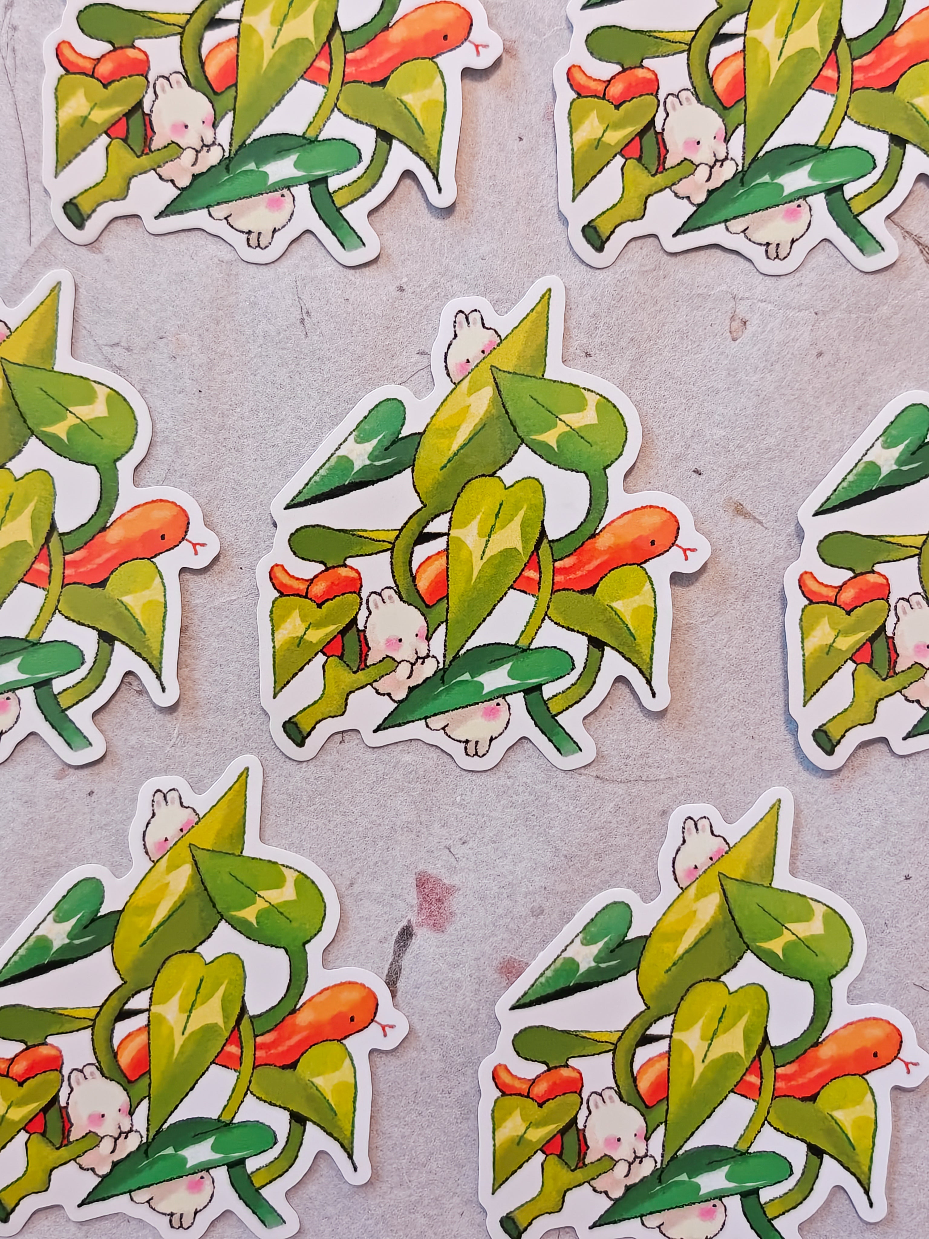 Glossy Bunny & Snake Pathos Vinyl Sticker
