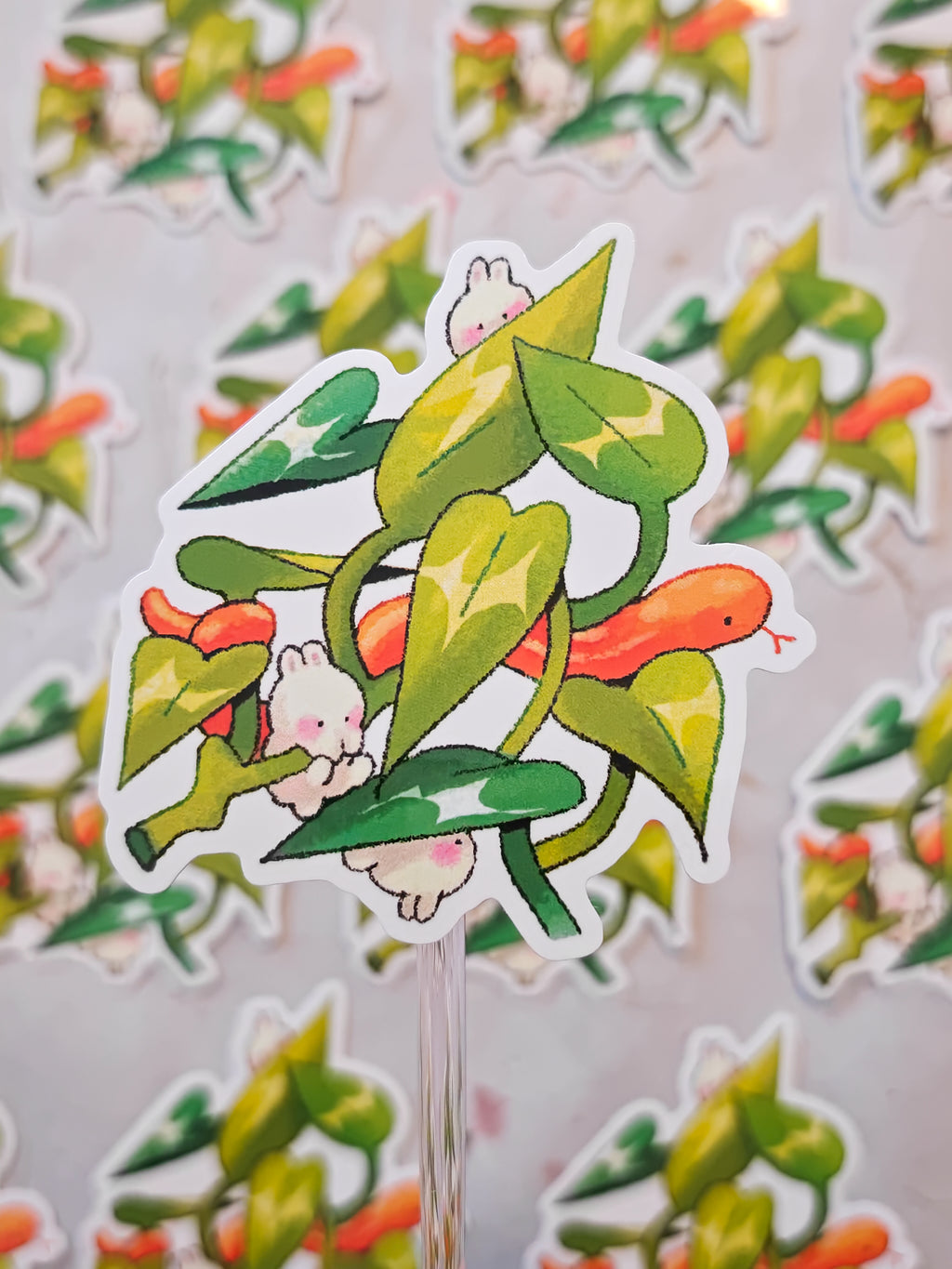 Glossy Bunny & Snake Pathos Vinyl Sticker