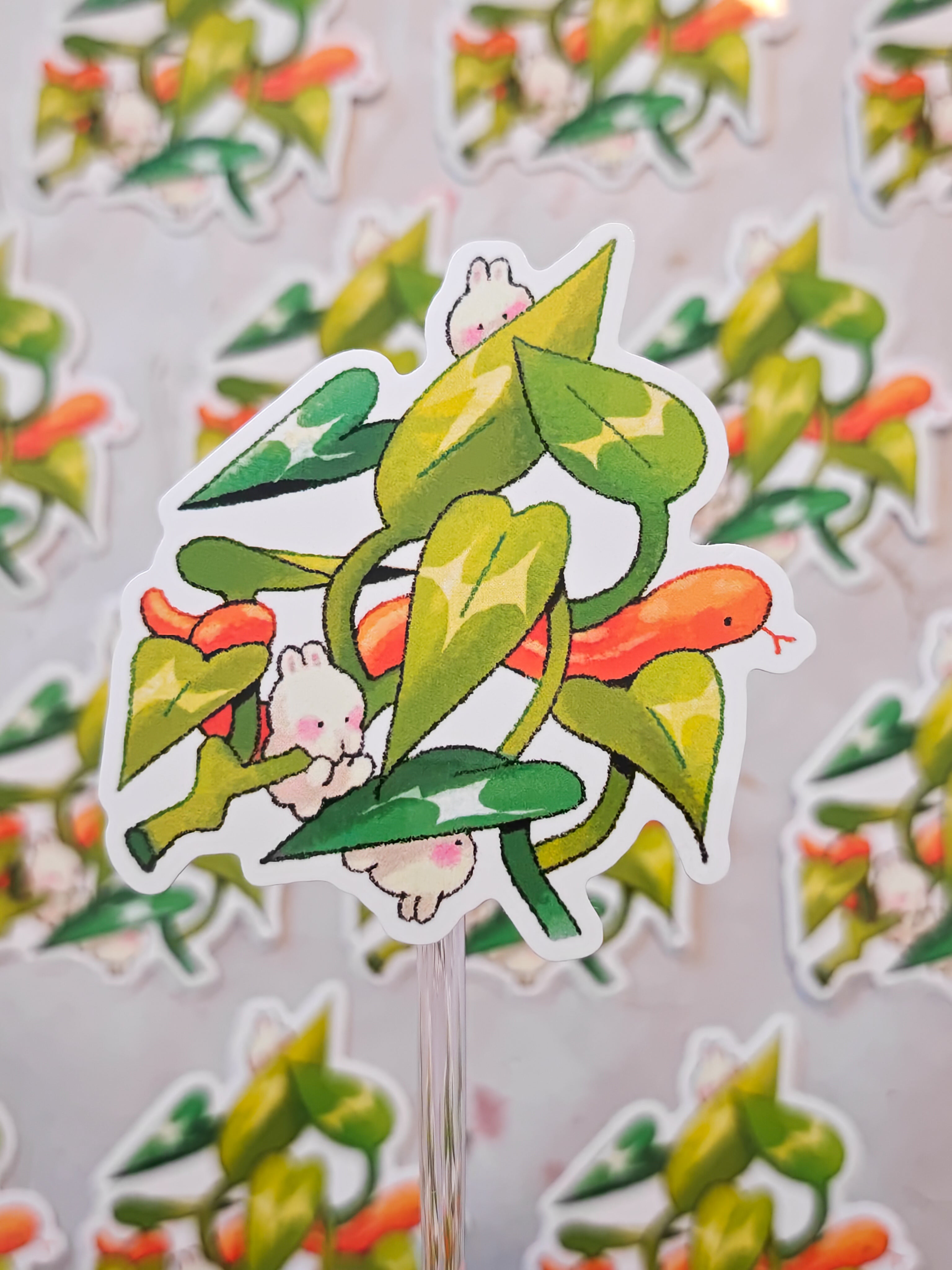 Glossy Bunny & Snake Pathos Vinyl Sticker