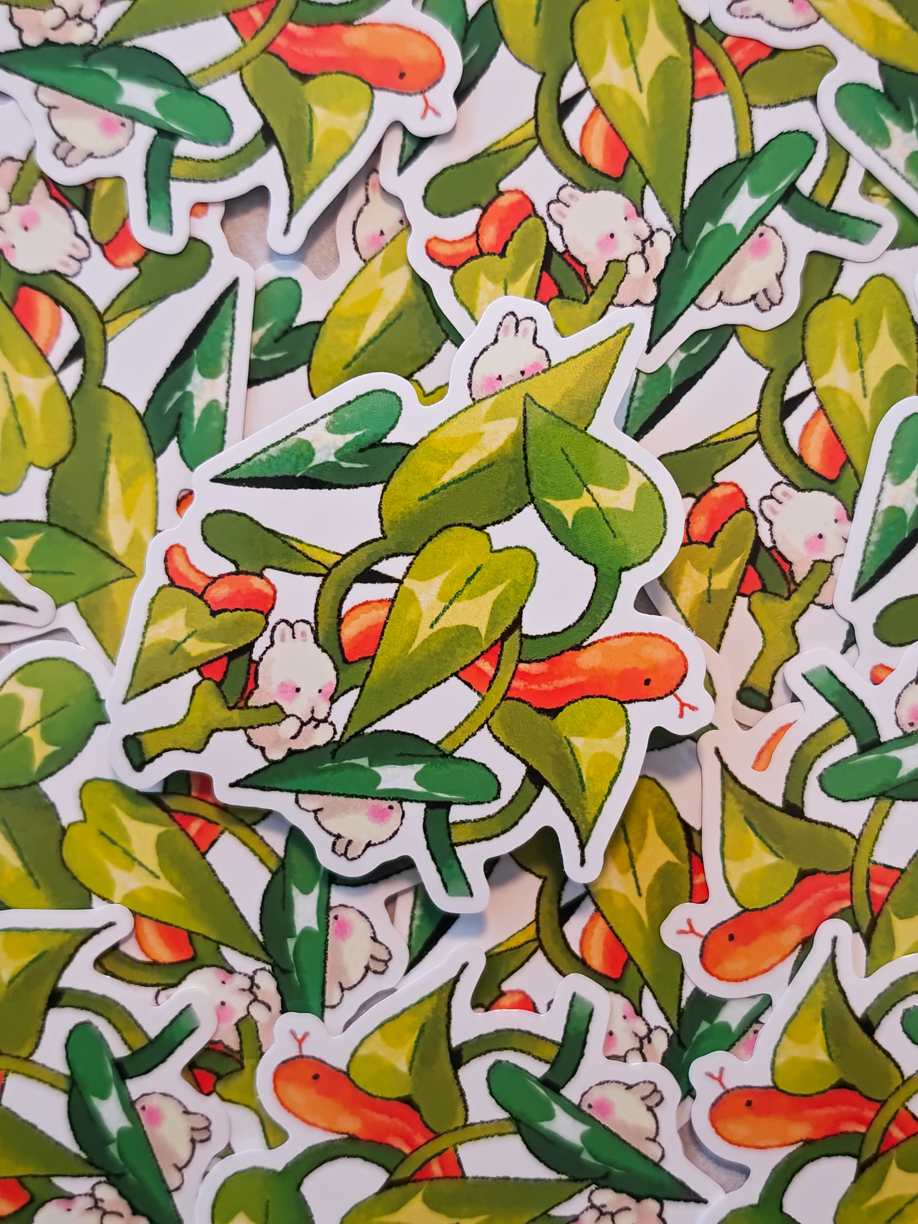 Glossy Bunny & Snake Pathos Vinyl Sticker