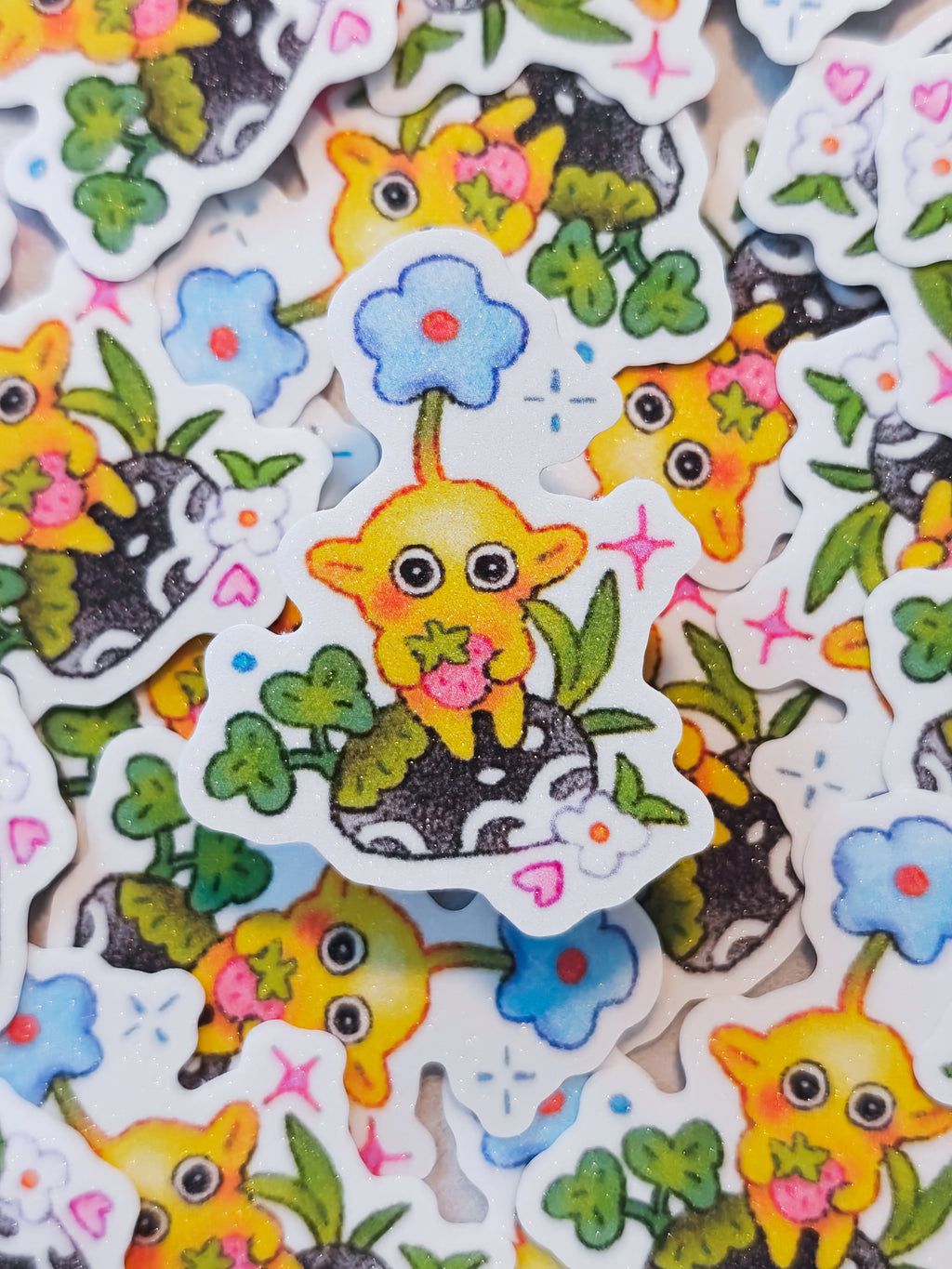 Yellow Pikmin Clover Vinyl Sticker