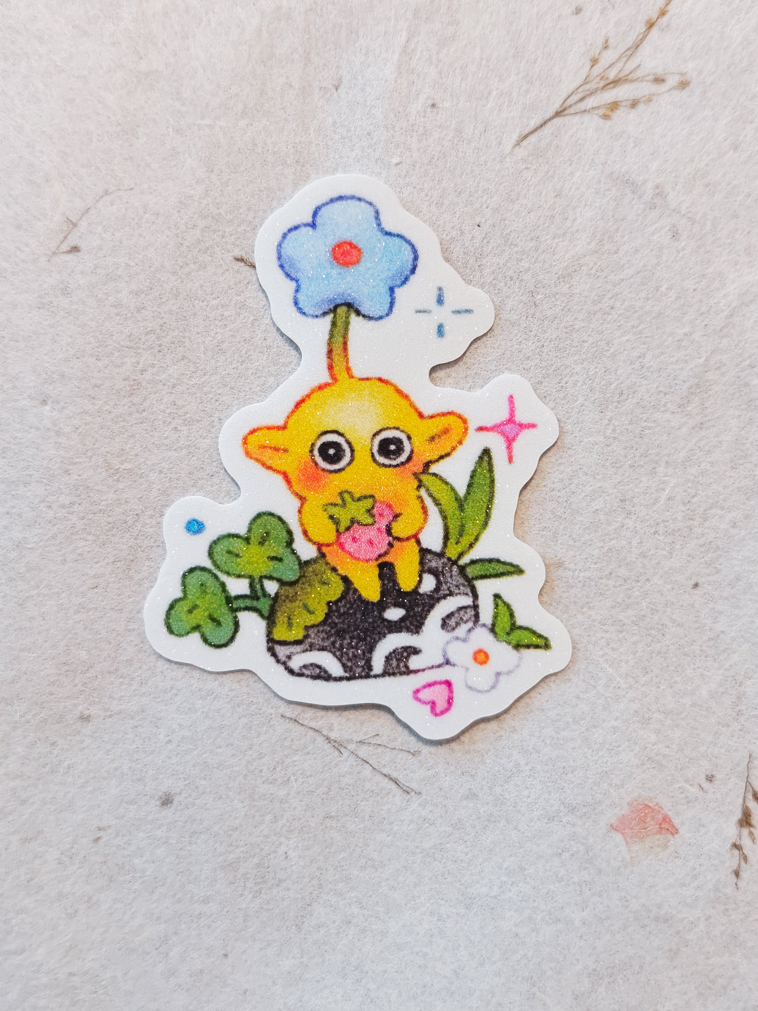 Yellow Pikmin Clover Vinyl Sticker