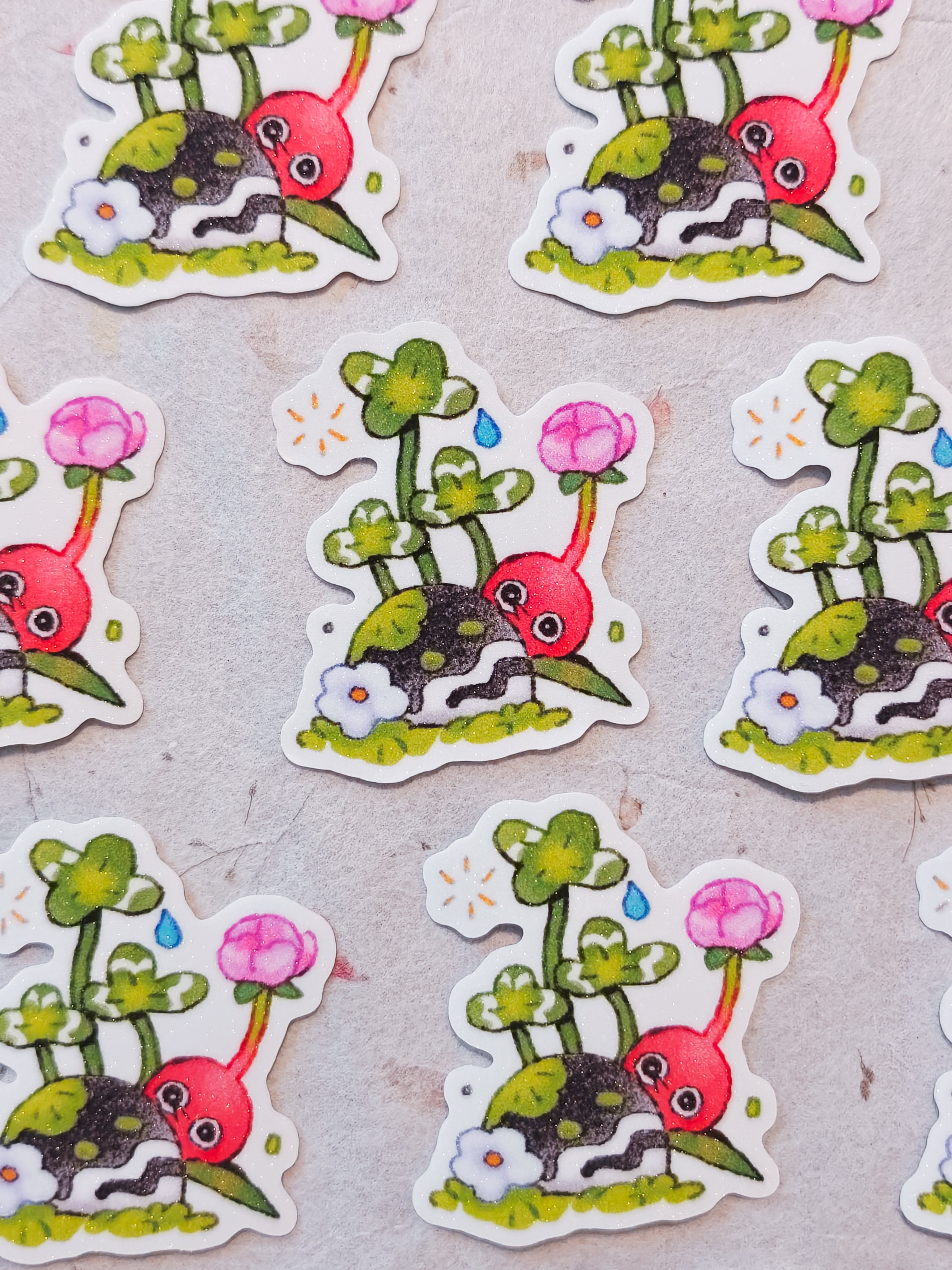 Red Pikmin Clover Vinyl Sticker