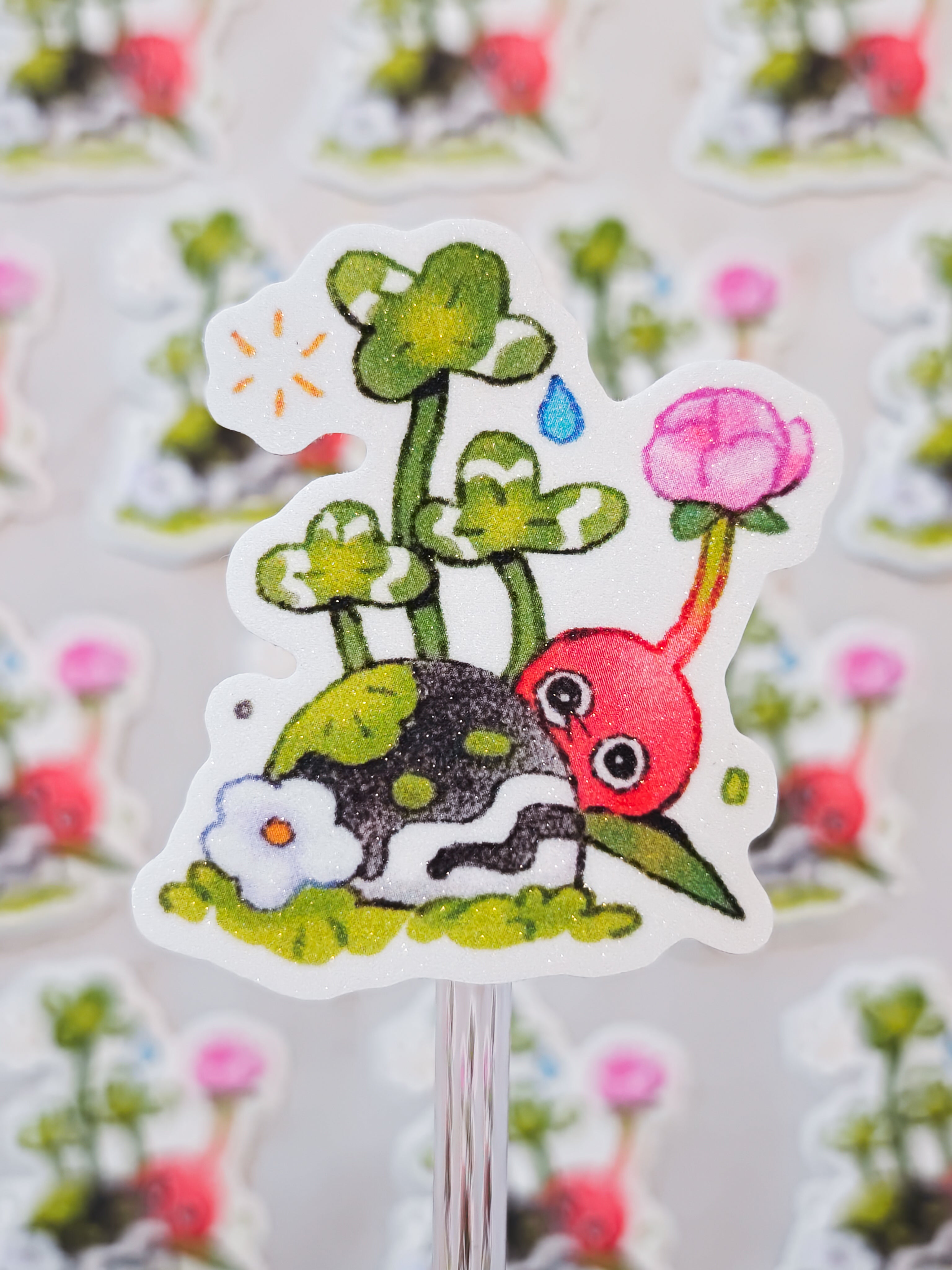 Red Pikmin Clover Vinyl Sticker