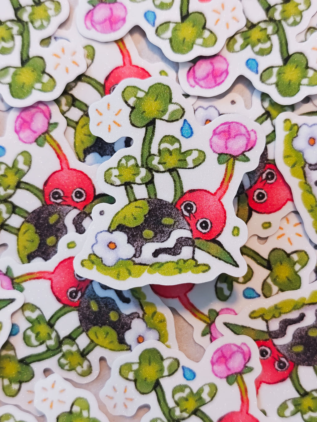Red Pikmin Clover Vinyl Sticker