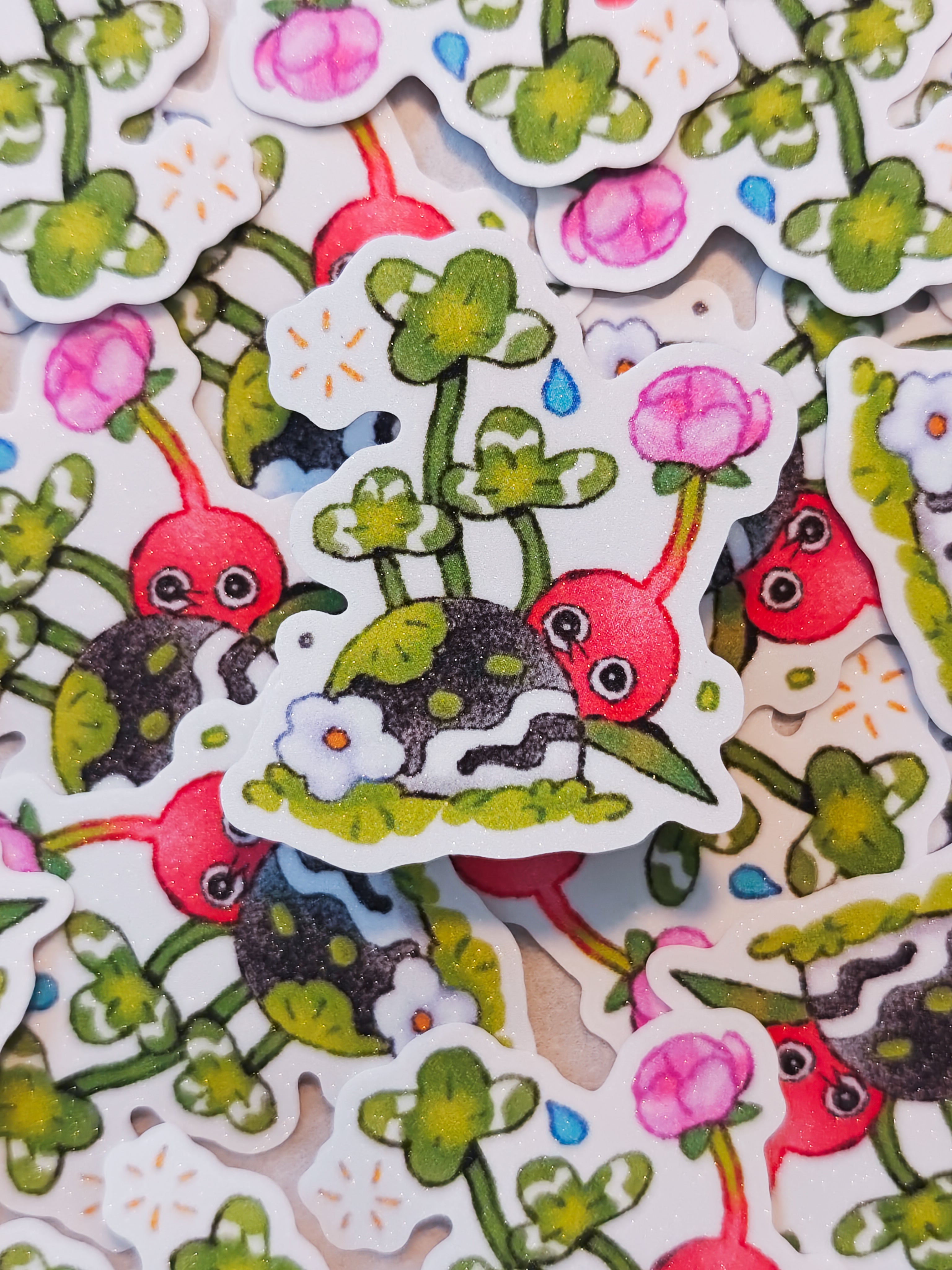 Red Pikmin Clover Vinyl Sticker