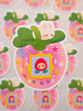 Glossy Ichigotchi Strawberry Bunny Tamagotchi Vinyl Sticker