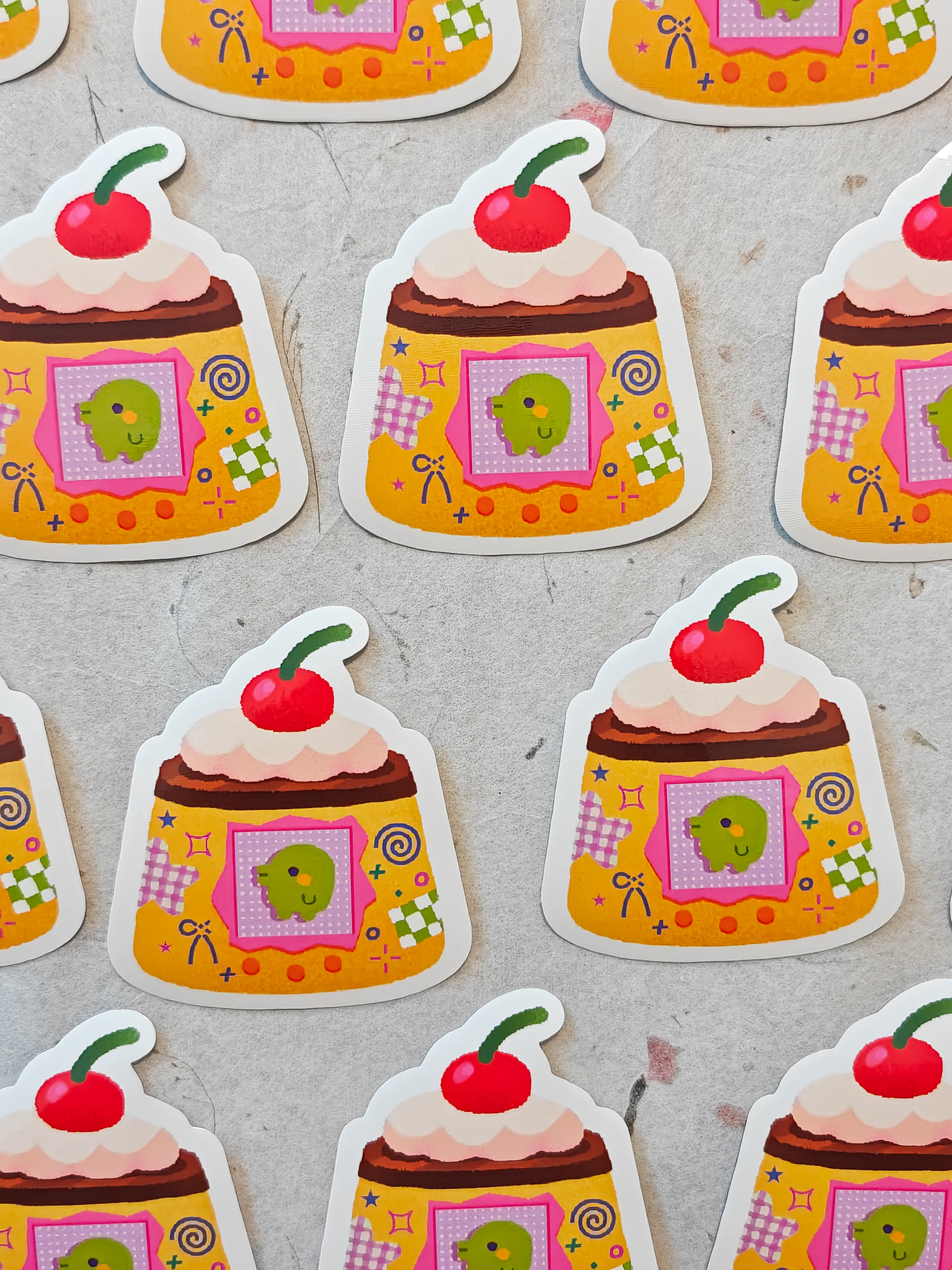Glossy Kuchipatchi Pudding Tamagotchi Vinyl Sticker