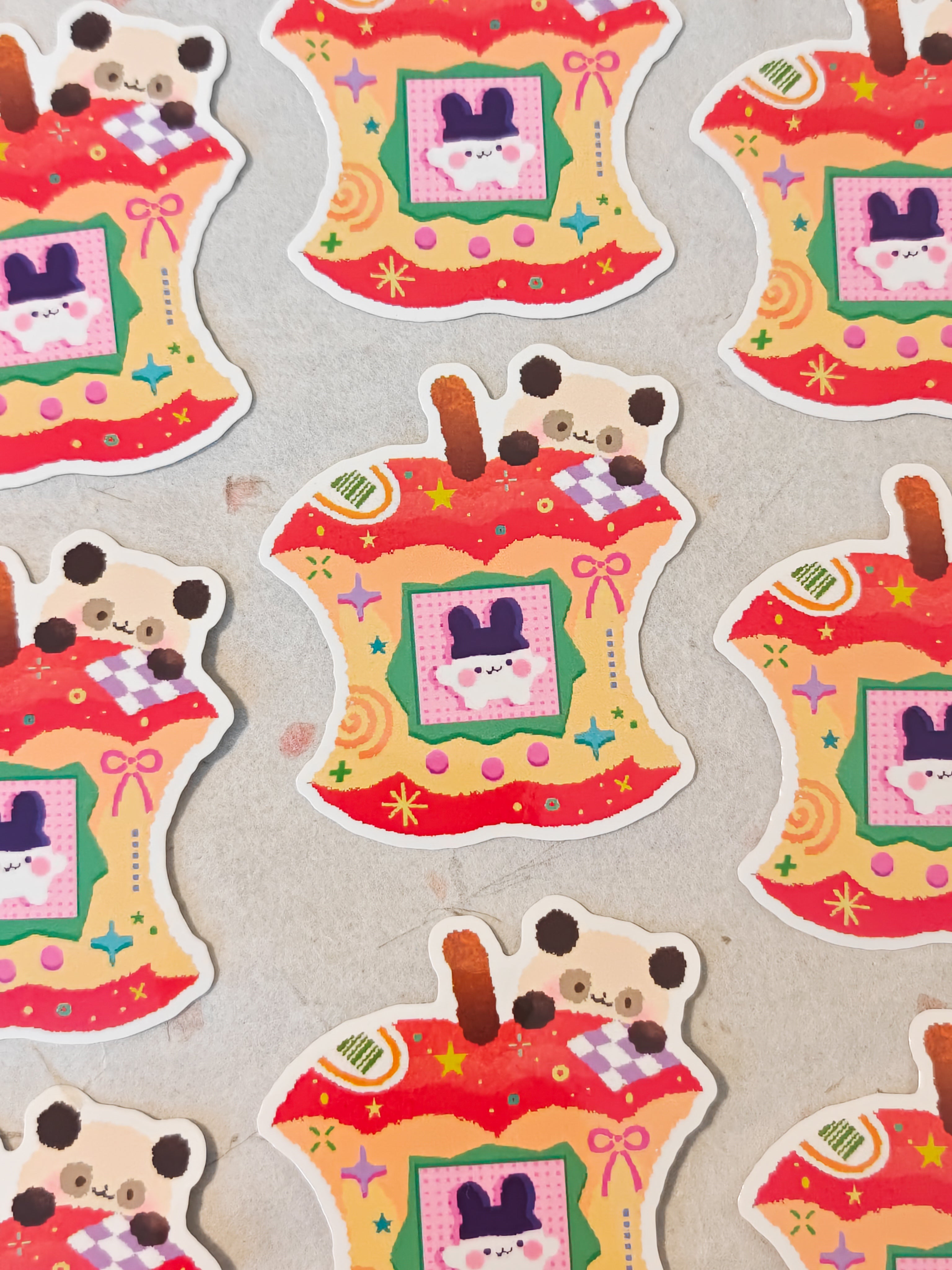 Glossy Mimitchi Apple Tamagotchi Vinyl Sticker