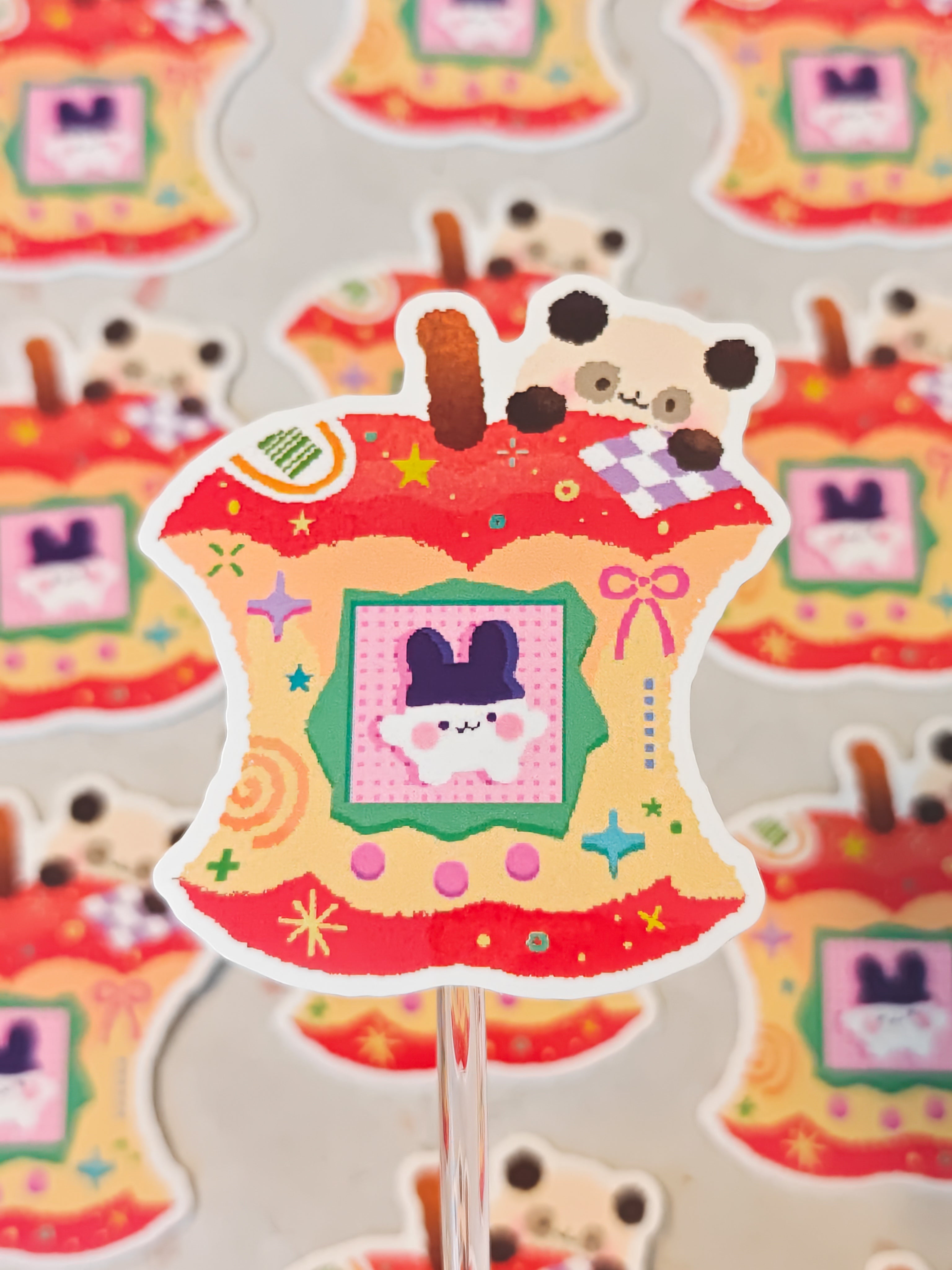 Glossy Mimitchi Apple Tamagotchi Vinyl Sticker