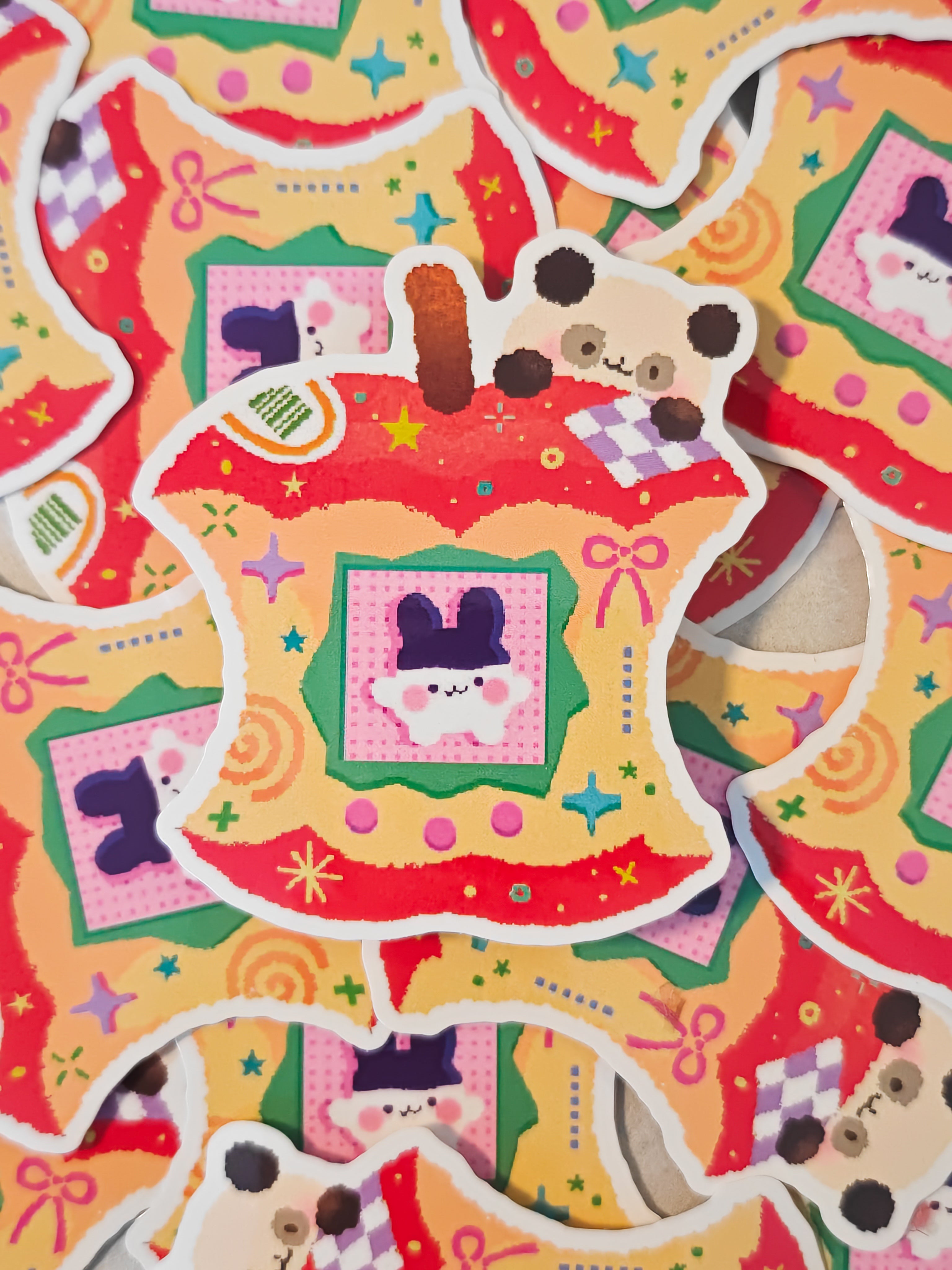 Glossy Mimitchi Apple Tamagotchi Vinyl Sticker