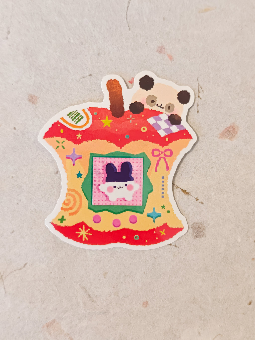 Glossy Mimitchi Apple Tamagotchi Vinyl Sticker